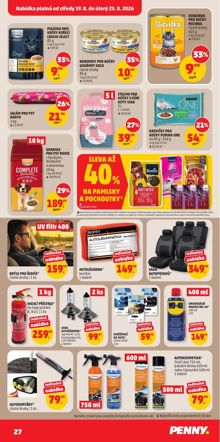 PENNY leták, strana 27 z 36 — GRANULE PRO PSY BODIE s hovězím, drůbežím a zeleninou, STELIVO PRO KOČKY S VŮNÍ KITTY STAR, KA…