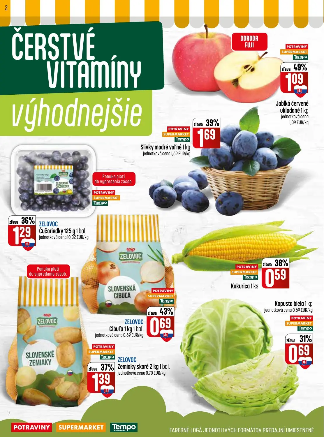 Coop Jednota leták, strana 2 z 32 — Slivky modré voľné, Jablká červené ukladané, Zemiaky skoré