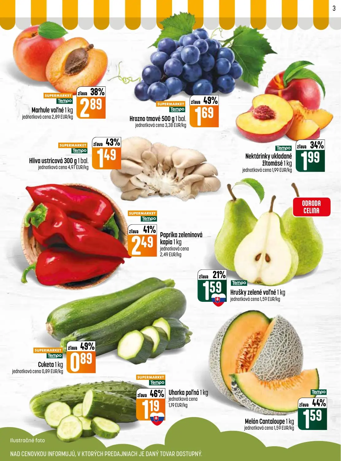 Coop Jednota leták, strana 3 z 32 — Marhule voľné, Paprika zeleninová kapia, Hrozno tmavé