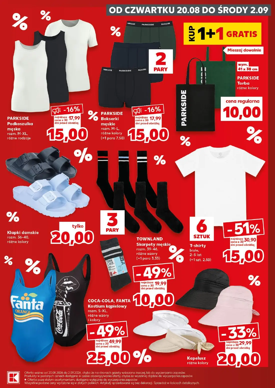 Kaufland gazetka, strona 5 z 16 — COCA-COLA, FANTA Kostium kąpielowy, T-shirty białe, TOWNLAND Skarpety męskie