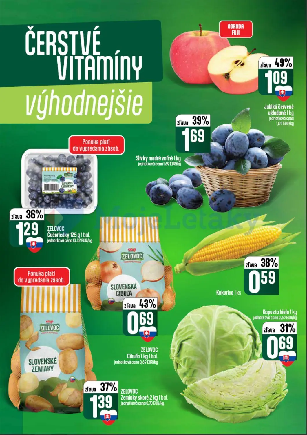 Coop Tempo leták, strana 6 z 62 — Slivky modré voľné, Jablká červené ukladané, ZELOVOC Zemiaky skoré