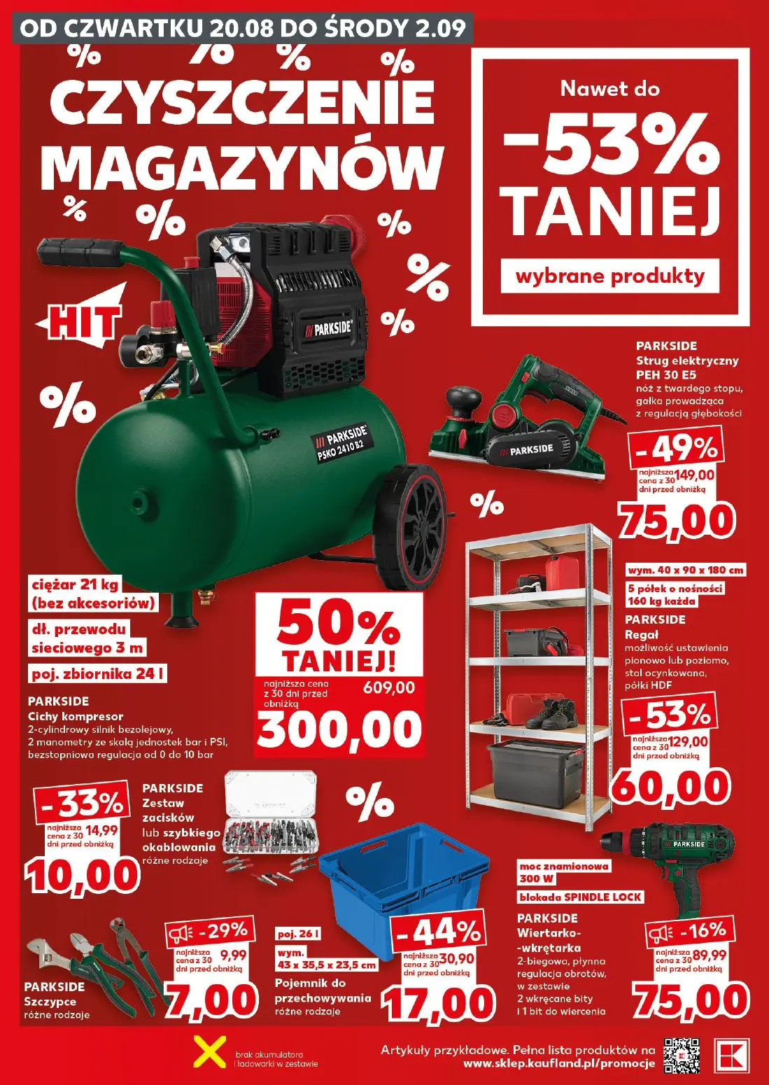 Kaufland gazetka, strona 8 z 16 — PARKSIDE Cichy kompresor, PARKSIDE Strug elektryczny PEH 30 E5, PARKSIDE Regał