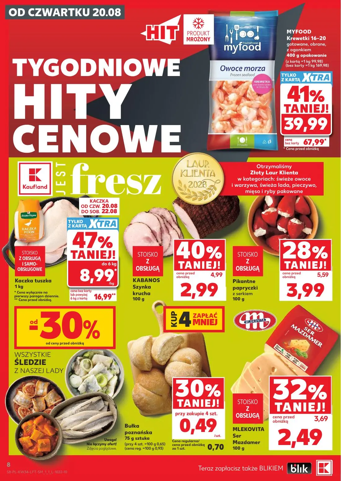 Kaufland gazetka, strona 8 z 56 — MYFOOD Krewetki 16-20 gotowane, obrane, z ogonkiem