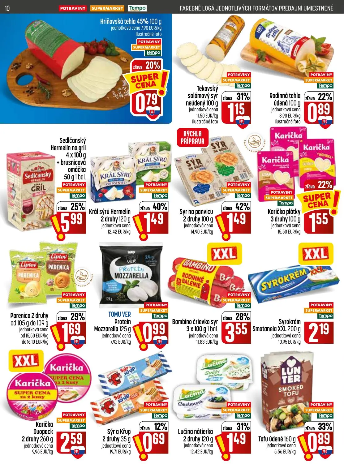 Coop Jednota leták, strana 10 z 32 — Sedlčanský Hermelín na gril + brusnicová omáčka, Bambino črievko syr, Syr na panvicu