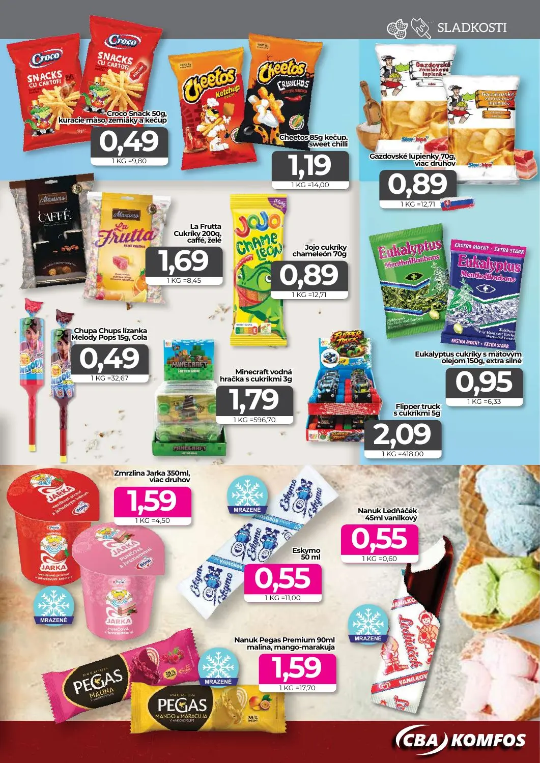 Cba Komfos leták, strana 11 z 16 — Croco Snack, Cheetos kečup, sweet chilli, Gazdovské lupienky