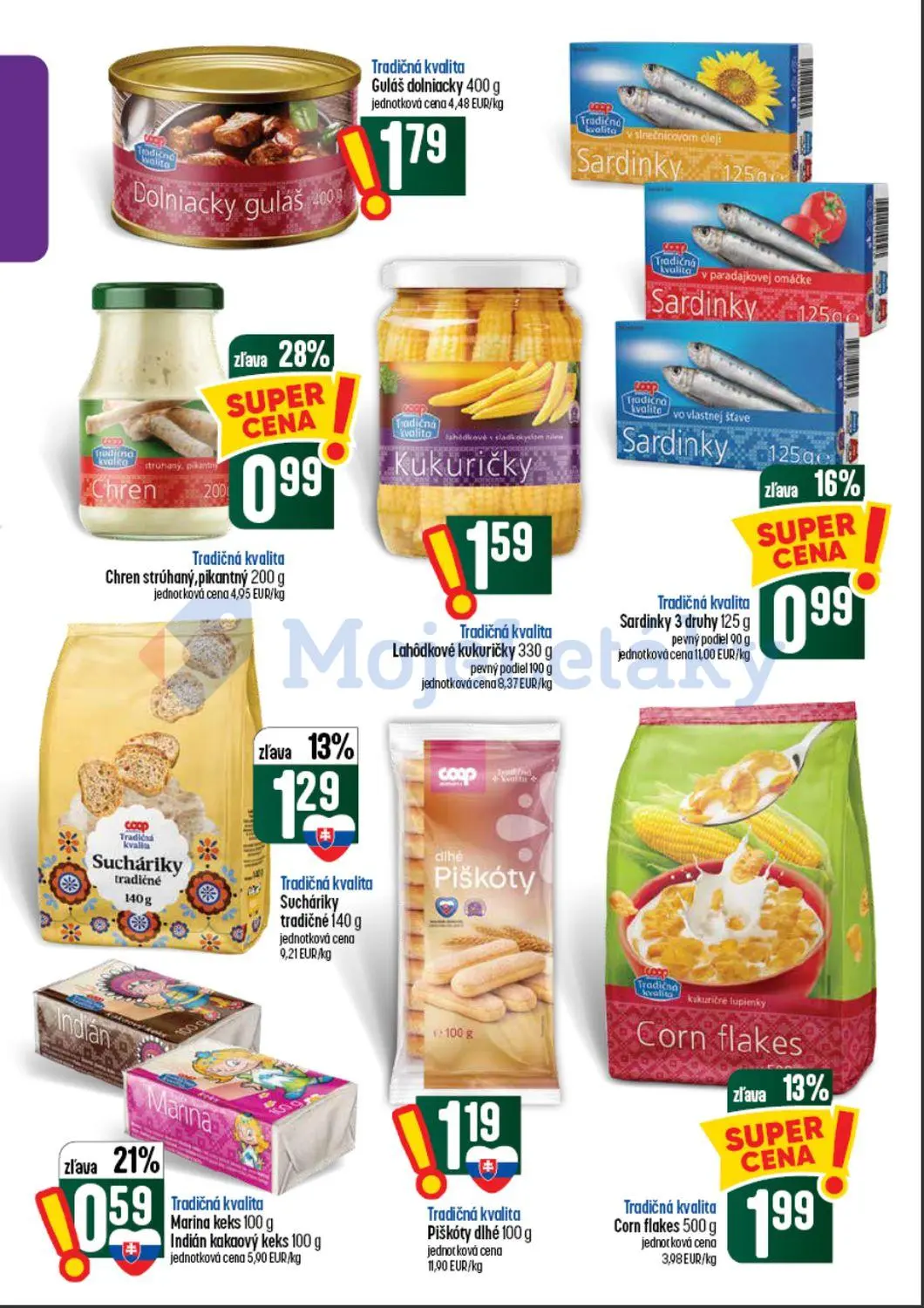 Coop Tempo leták, strana 11 z 62 — Chren strúhaný, pikantný, Corn flakes, Sardinky 3 druhy
