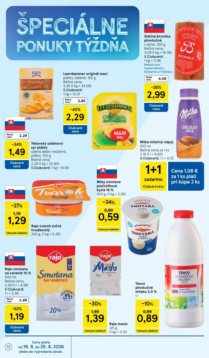 Tesco leták, strana 12 z 50 — Rajo smotana na varenie 10%