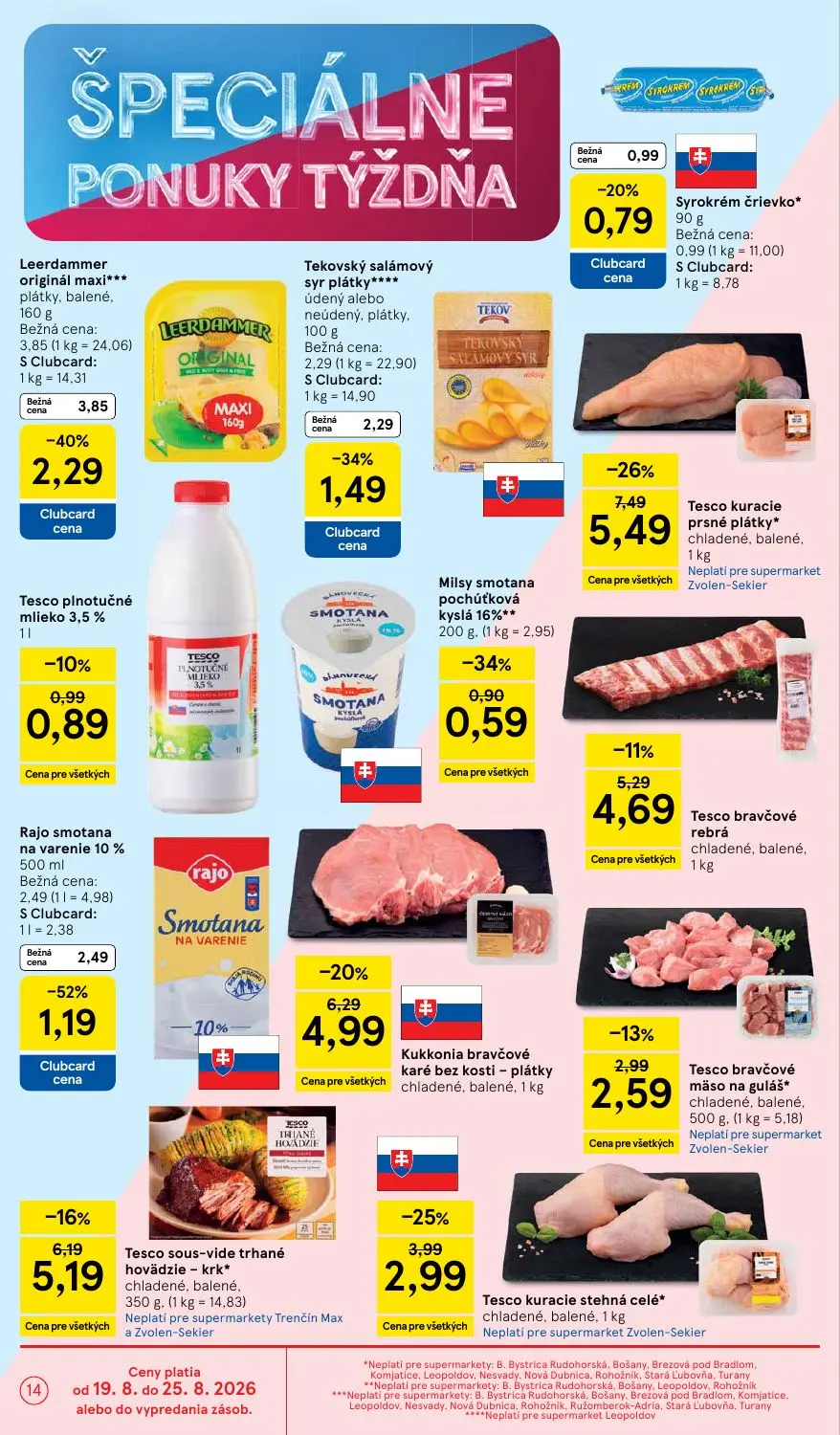 Tesco Supermarket leták, strana 14 z 30 — Rajo smotana na varenie 10%