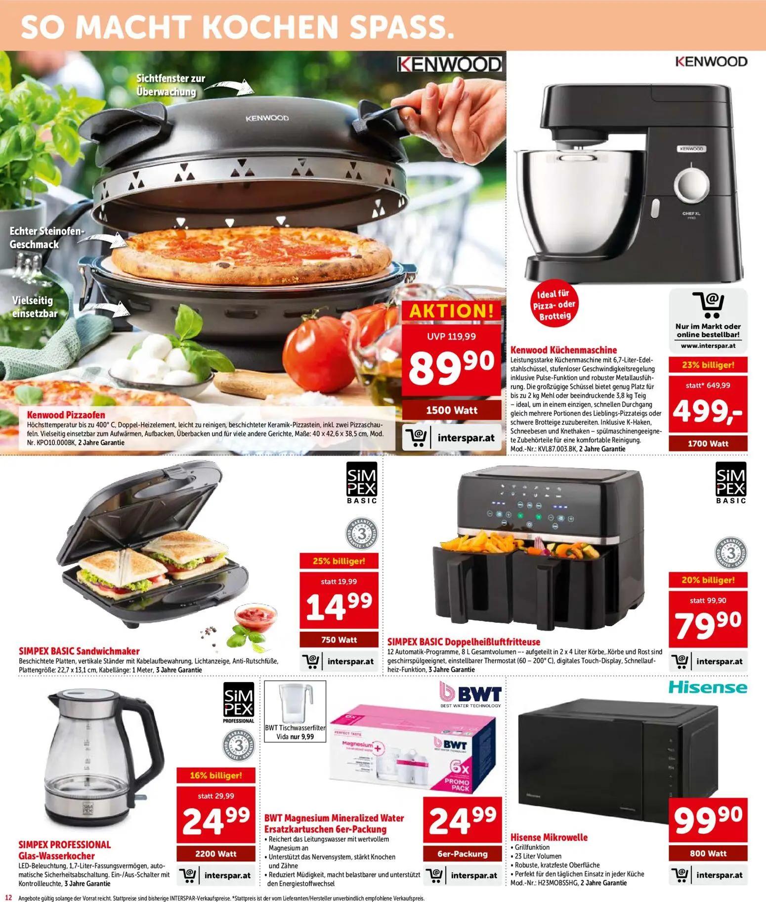 Interspar Prospekt, Seite 12 von 16 — Kenwood Küchenmaschine, Kenwood Pizzaofen, SIMPEX BASIC Doppelheißluftfritteuse