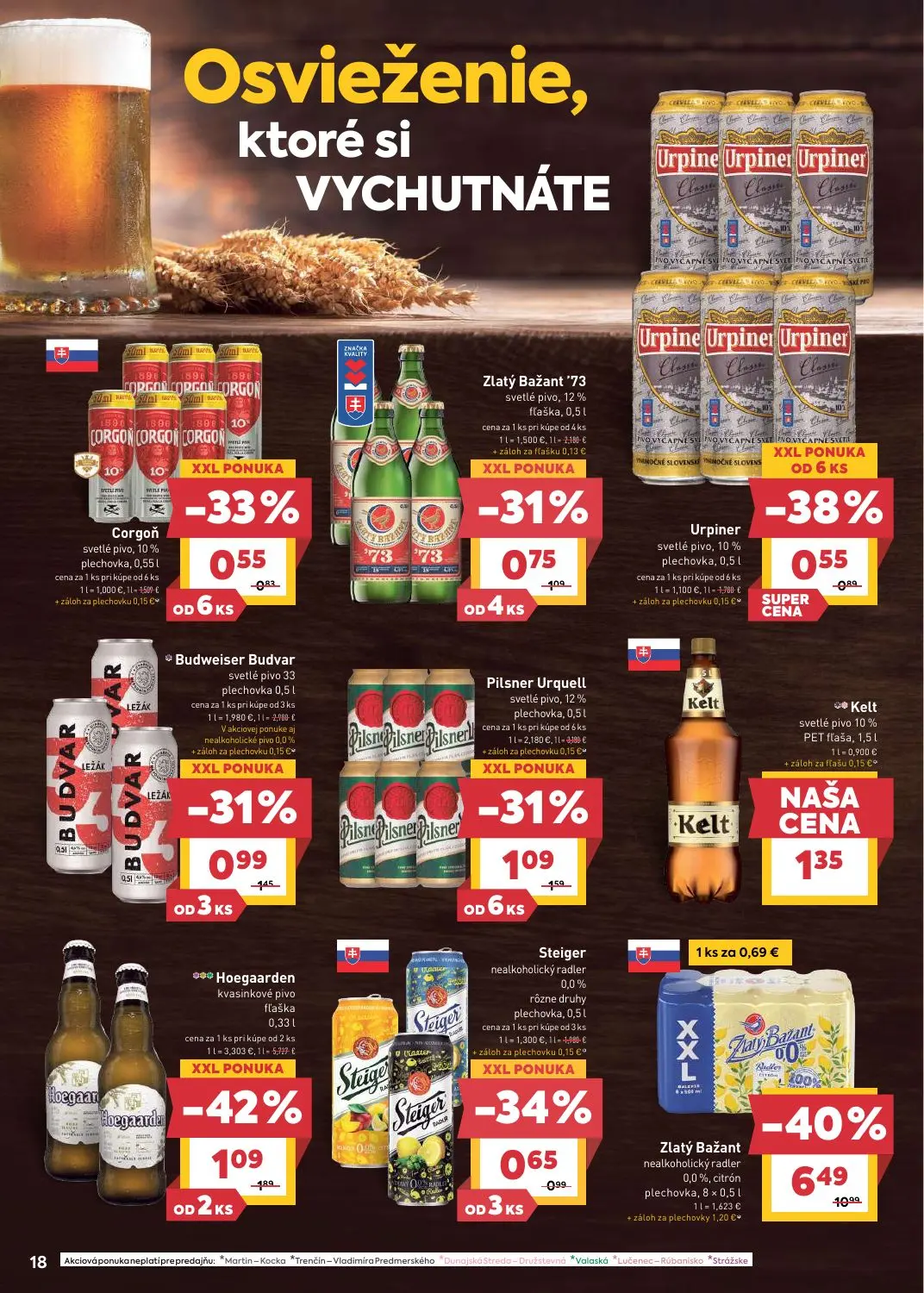 Billa leták, strana 18 z 32 — Zlatý Bažant nealkoholický radler 0,0%, citrón