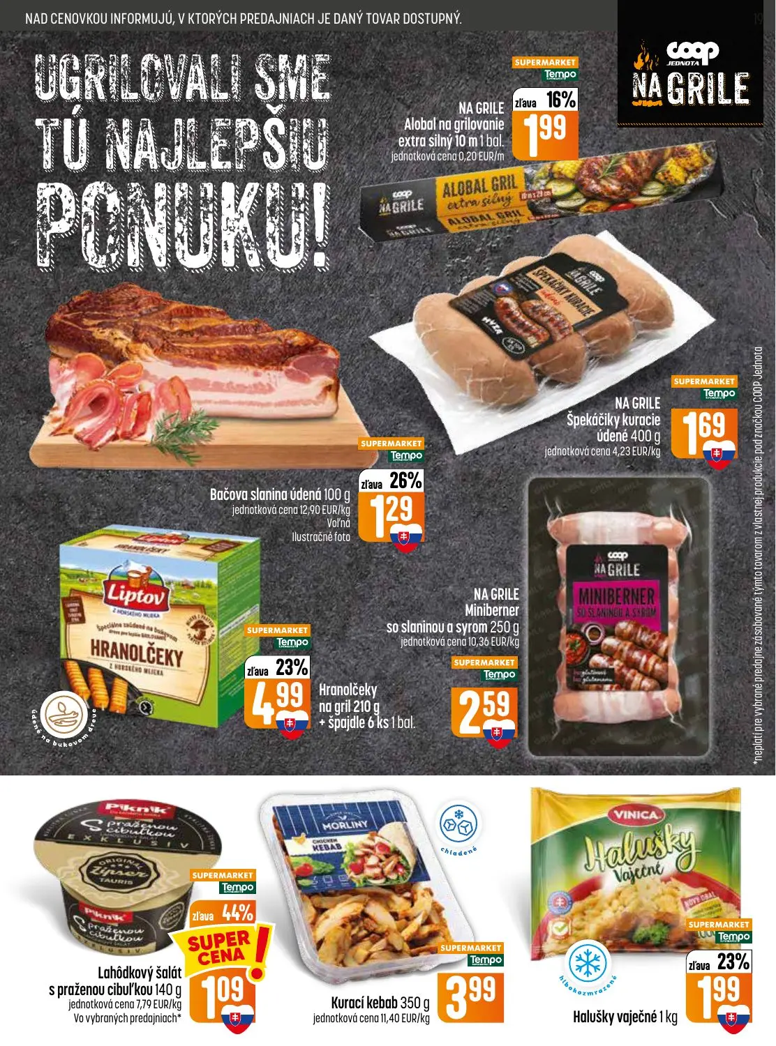 Coop Jednota leták, strana 19 z 32 — Hranolčeky na gril, Lahôdkový šalát s praženou cibuľkou, Halušky vaječné