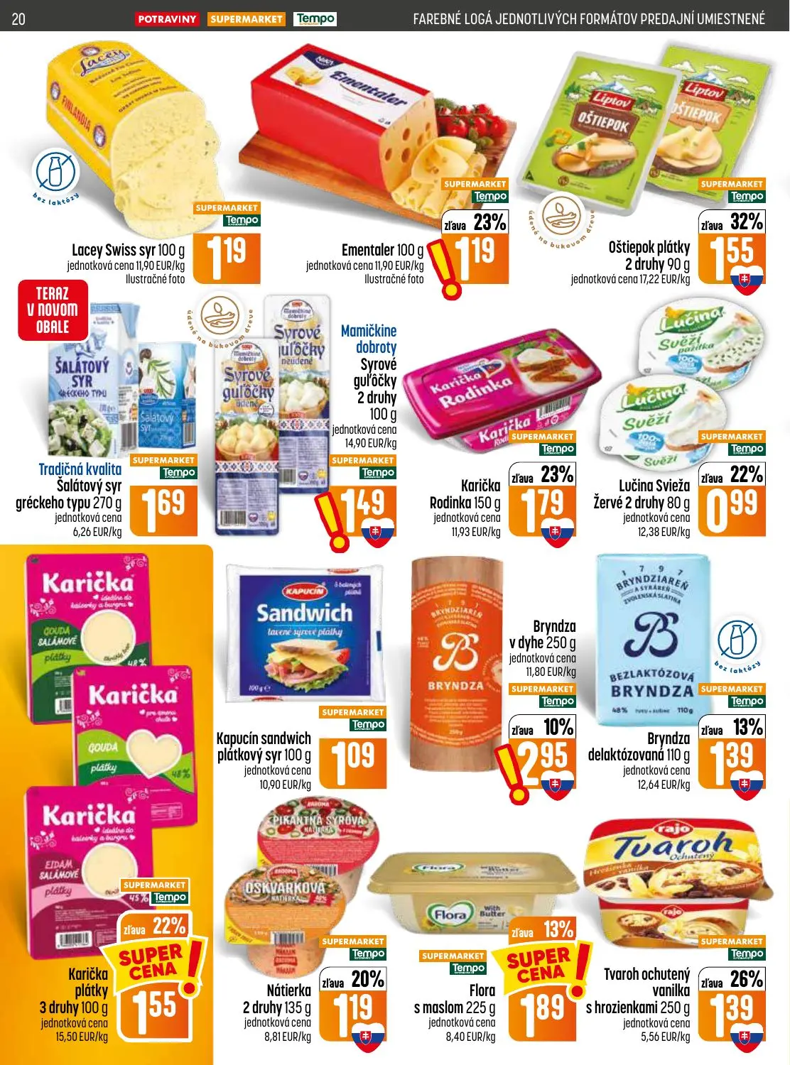 Coop Jednota leták, strana 20 z 32 — Oštiepok plátky, Karička Rodinka, Tvaroh ochutený vanilka s hrozienkami