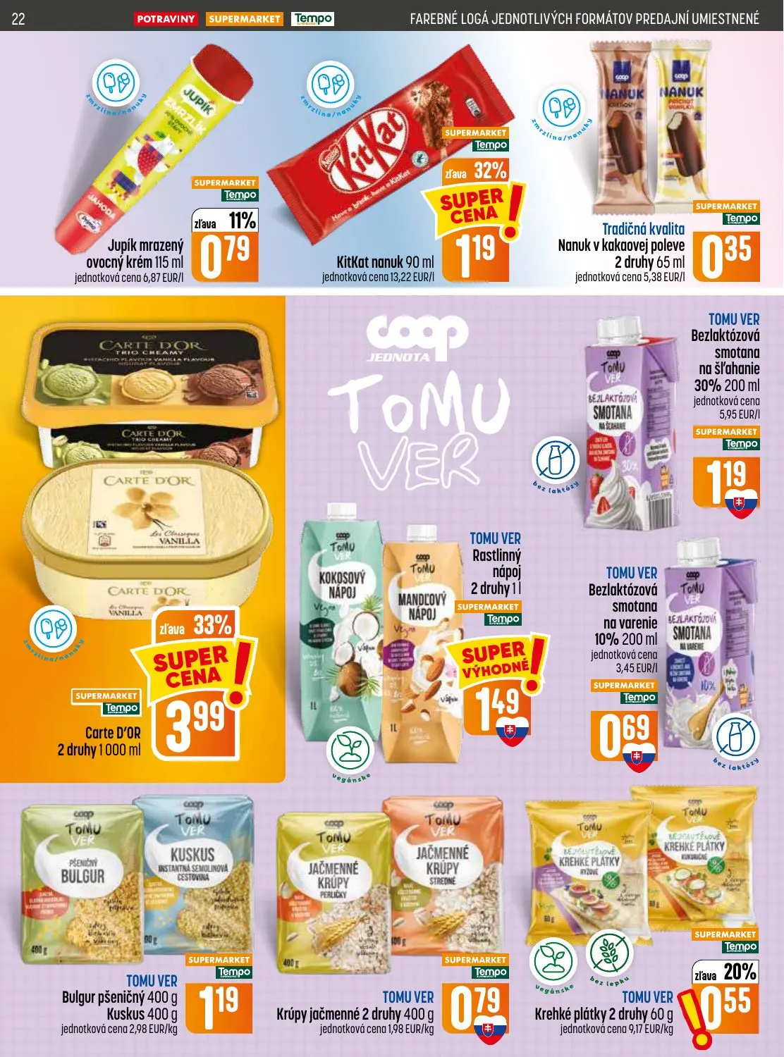 Coop Jednota leták, strana 22 z 32 — Carte D'OR, KitKat nanuk, TOMU VER Krehké plátky