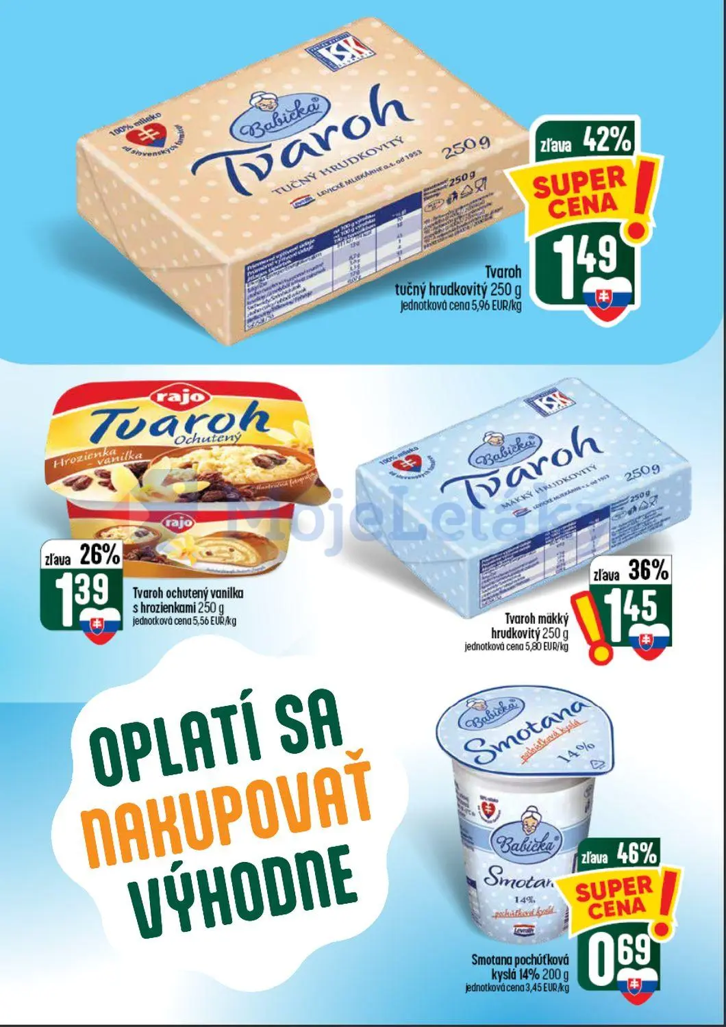 Coop Tempo leták, strana 28 z 62 — Tvaroh tučný hrudkovitý, Tvaroh mäkký hrudkovitý, Smotana pochúťková kyslá 14%