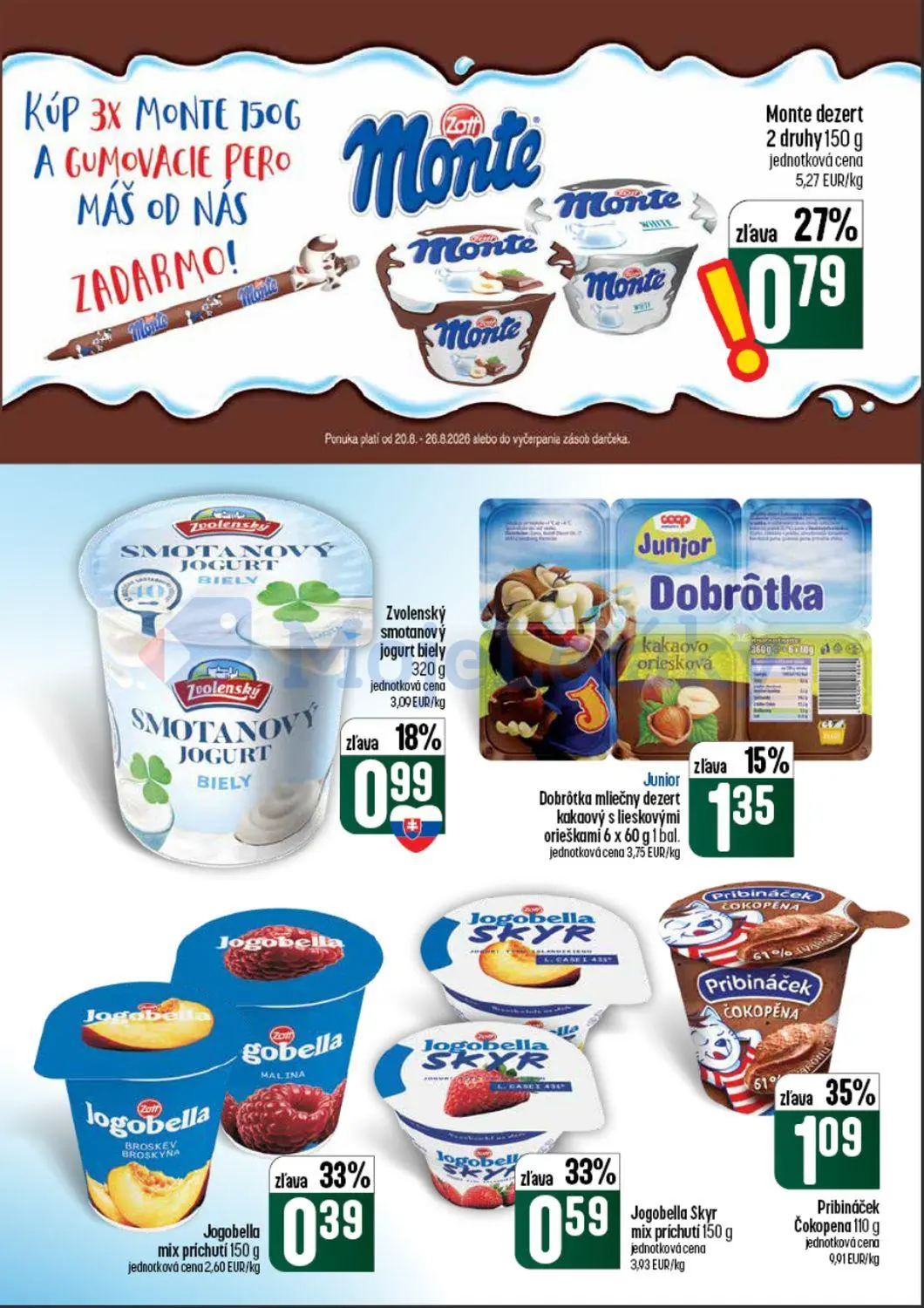 Coop Tempo leták, strana 29 z 62 — Pribináček Čokopena, Monte dezert, Jogobella Skyr mix príchutí