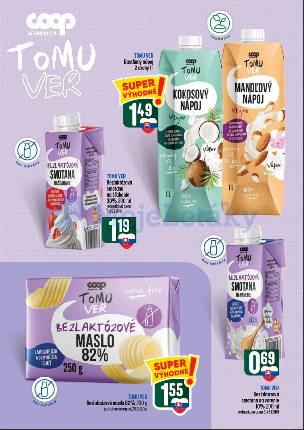 Coop Tempo leták, strana 30 z 62 — TOMU VER Rastlinný nápoj, TOMU VER Bezlaktózová smotana na šľahanie, TOMU VER Bezlaktózov…