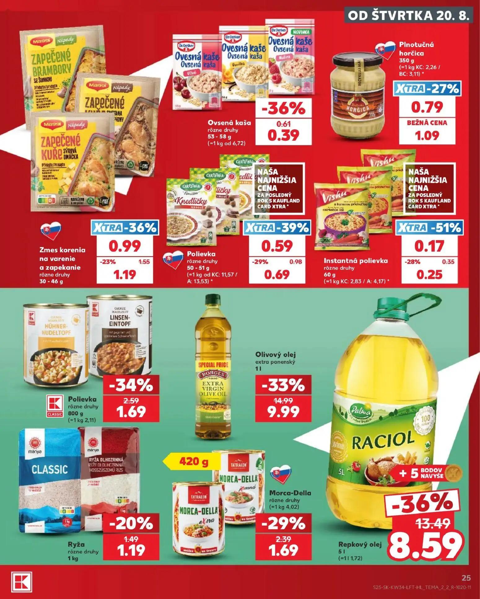 Kaufland leták, strana 25 z 76 — Olivový olej extra panenský, Repkový olej, Morca-Della