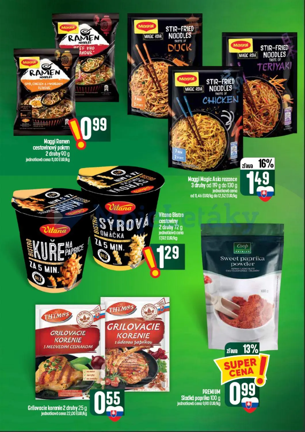 Coop Tempo leták, strana 38 z 62 — Maggi Magic Asia rezance 3 druhy, PREMIUM Sladká paprika, Maggi Ramen cestovinový pokrm 2…