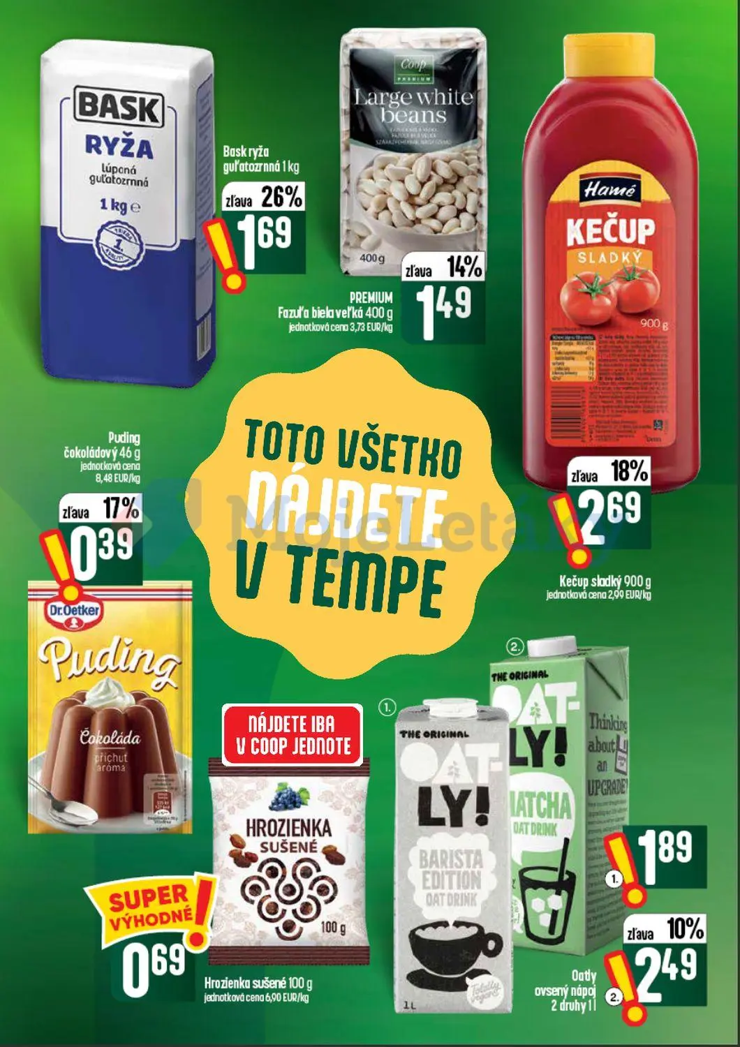 Coop Tempo leták, strana 39 z 62 — Oatly ovsený nápoj, Bask ryža guľatozrnná, Hamé Kečup sladký