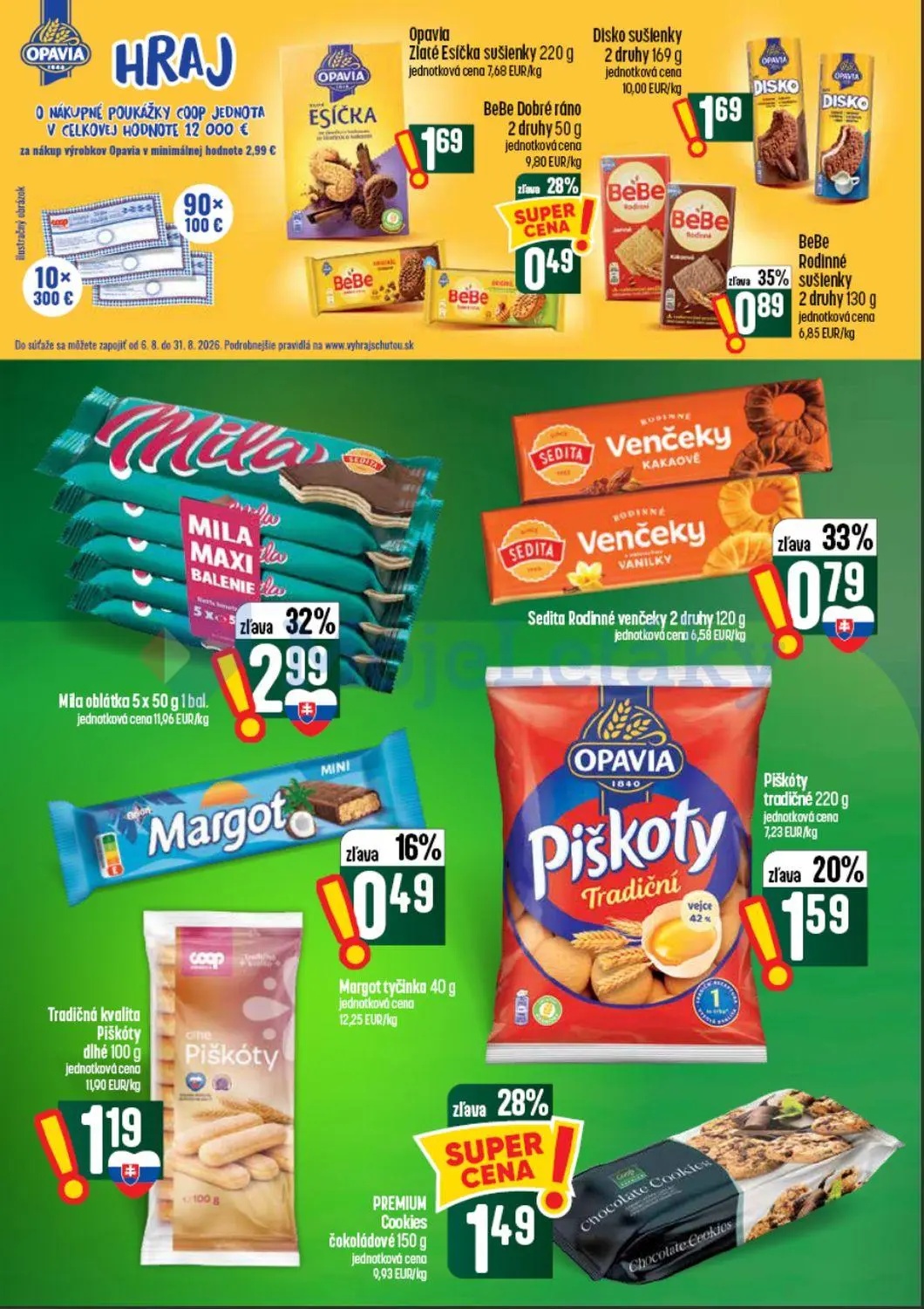 Coop Tempo leták, strana 40 z 62 — Mila oblátka, PREMIUM Cookies čokoládové, BeBe Rodinné sušienky