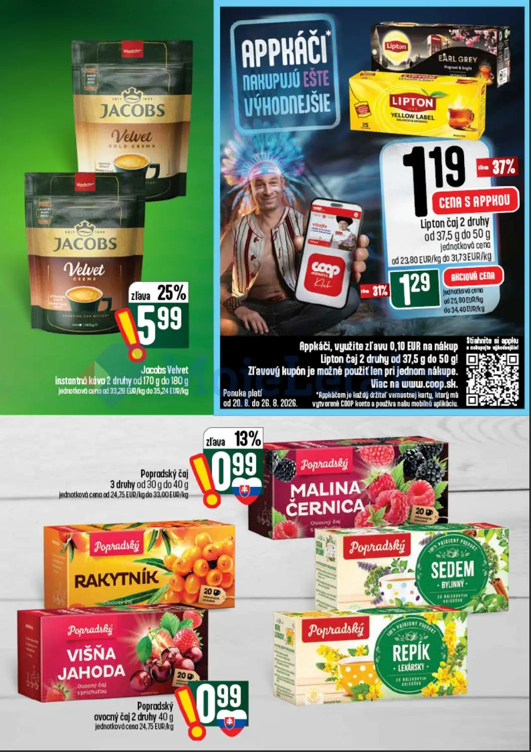 Coop Tempo leták, strana 47 z 62 — Jacobs Velvet instantná káva, Popradský čaj, Lipton čaj
