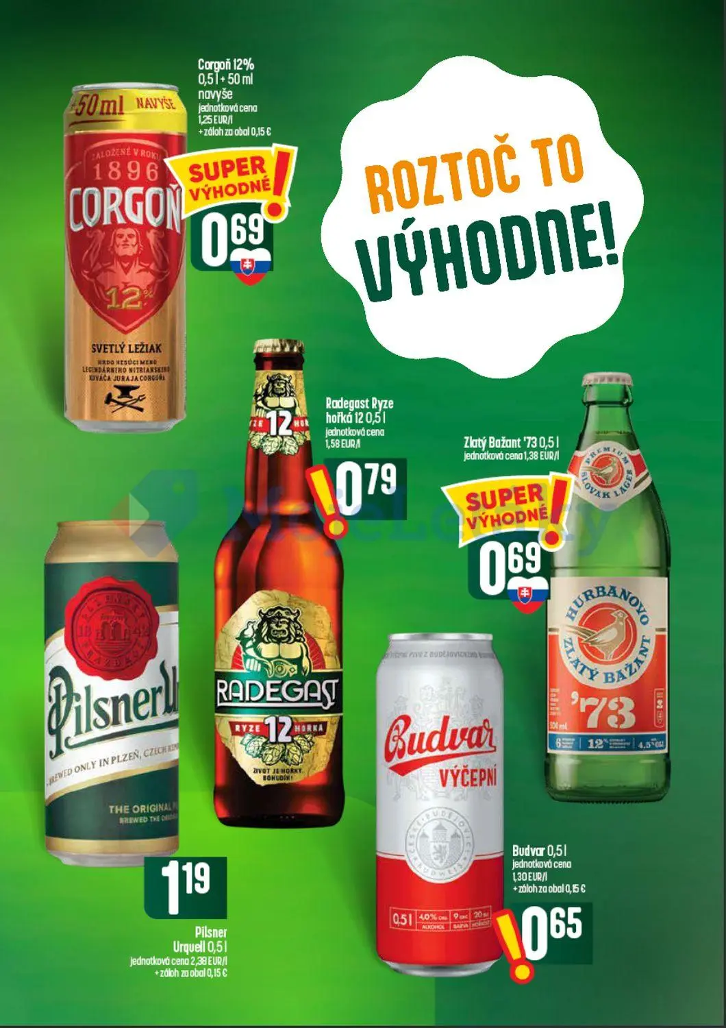 Coop Tempo leták, strana 53 z 62 — Corgoň 12%, Radegast Ryze hořká 12, Zlatý Bažant '73