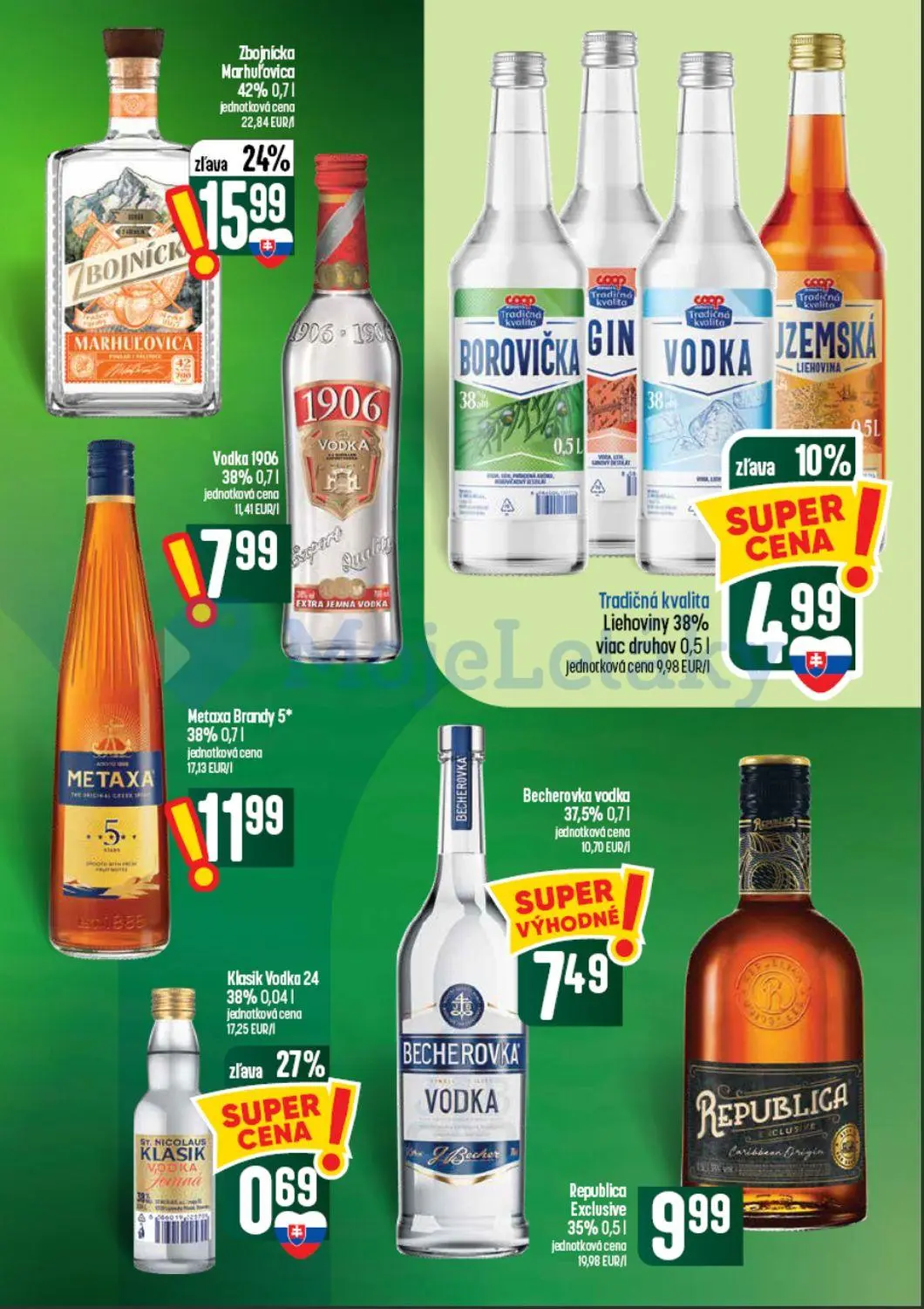 Coop Tempo leták, strana 55 z 62 — Zbojnícka Marhuľovica, Tradičná kvalita Liehoviny, Klasik Vodka 24