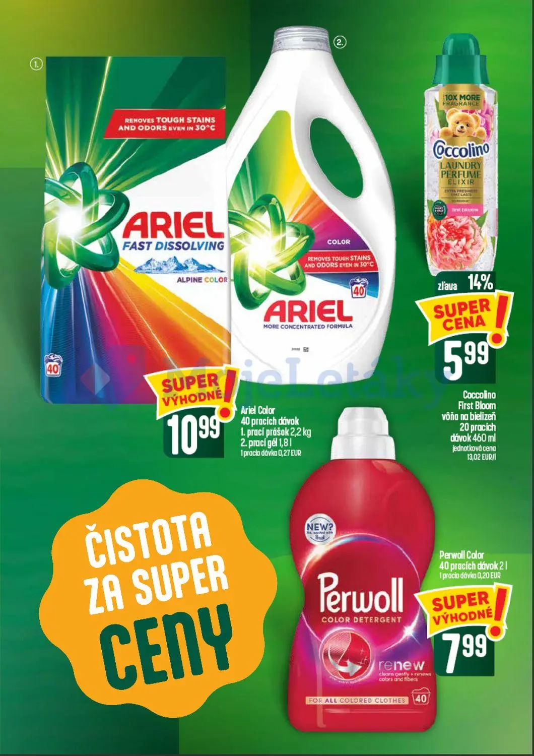 Coop Tempo leták, strana 57 z 62 — Coccolino First Bloom vôňa na bielizeň, Ariel Fast Dissolving Alpine Color, Ariel Color