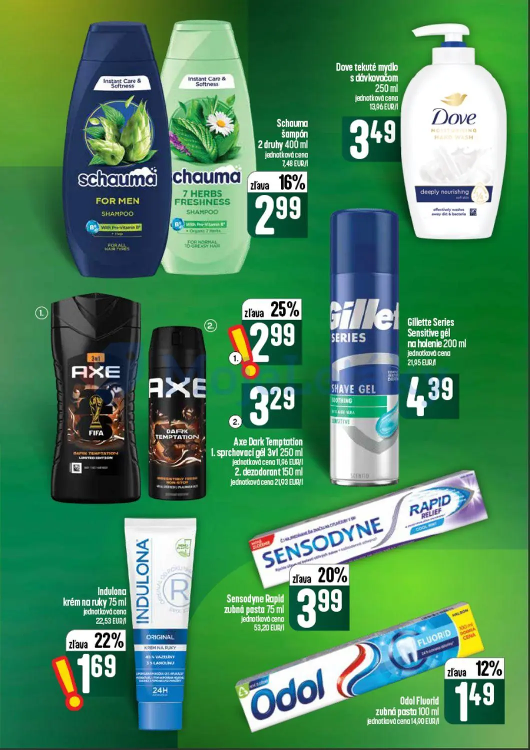 Coop Tempo leták, strana 59 z 62 — Axe Dark Temptation sprchovací gél 3v1, Sensodyne Rapid zubná pasta, Schauma šampón