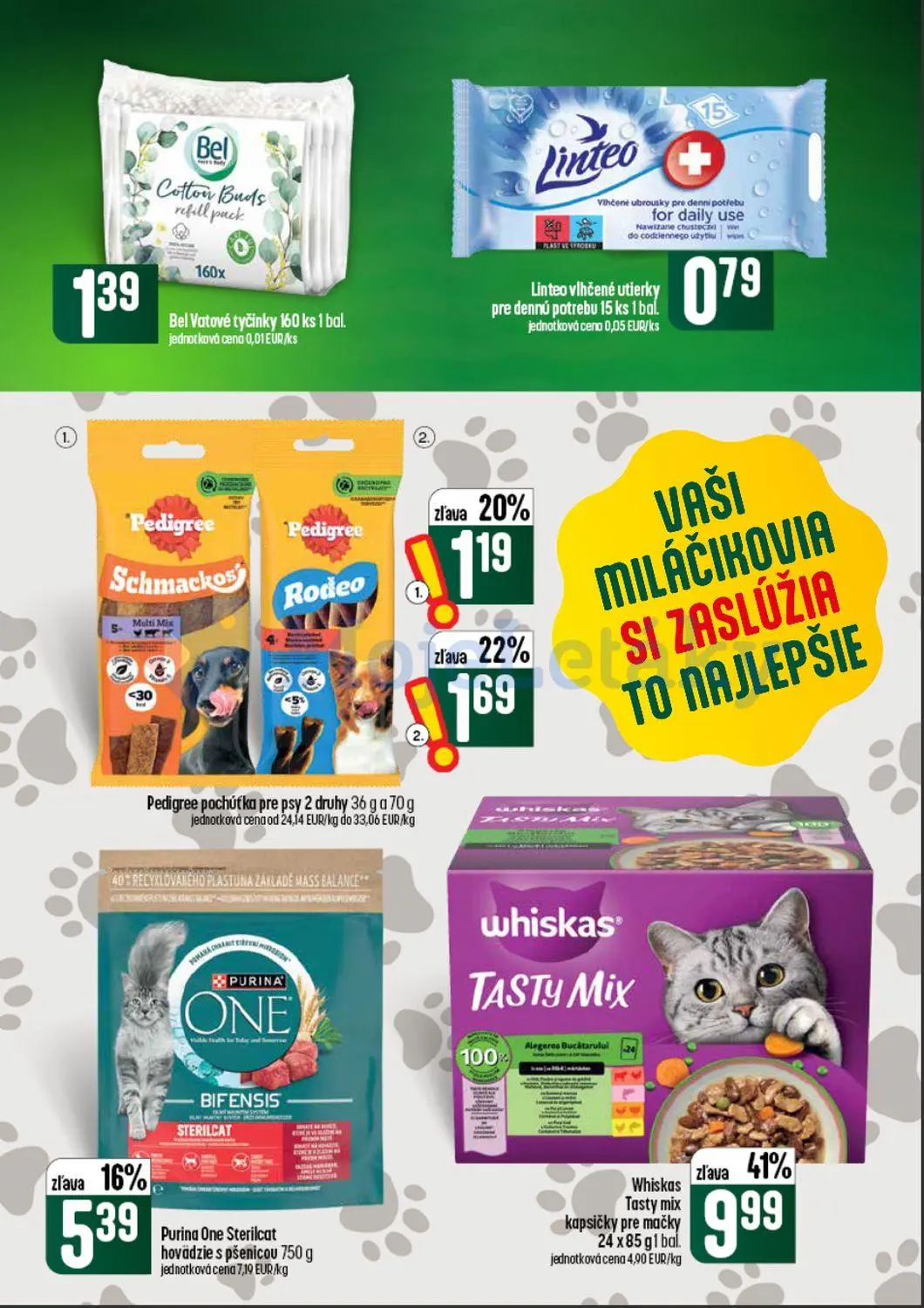Coop Tempo leták, strana 61 z 62 — Whiskas Tasty mix kapsičky pre mačky, Purina One Sterilcat hovädzie s pšenicou, Pedigree …