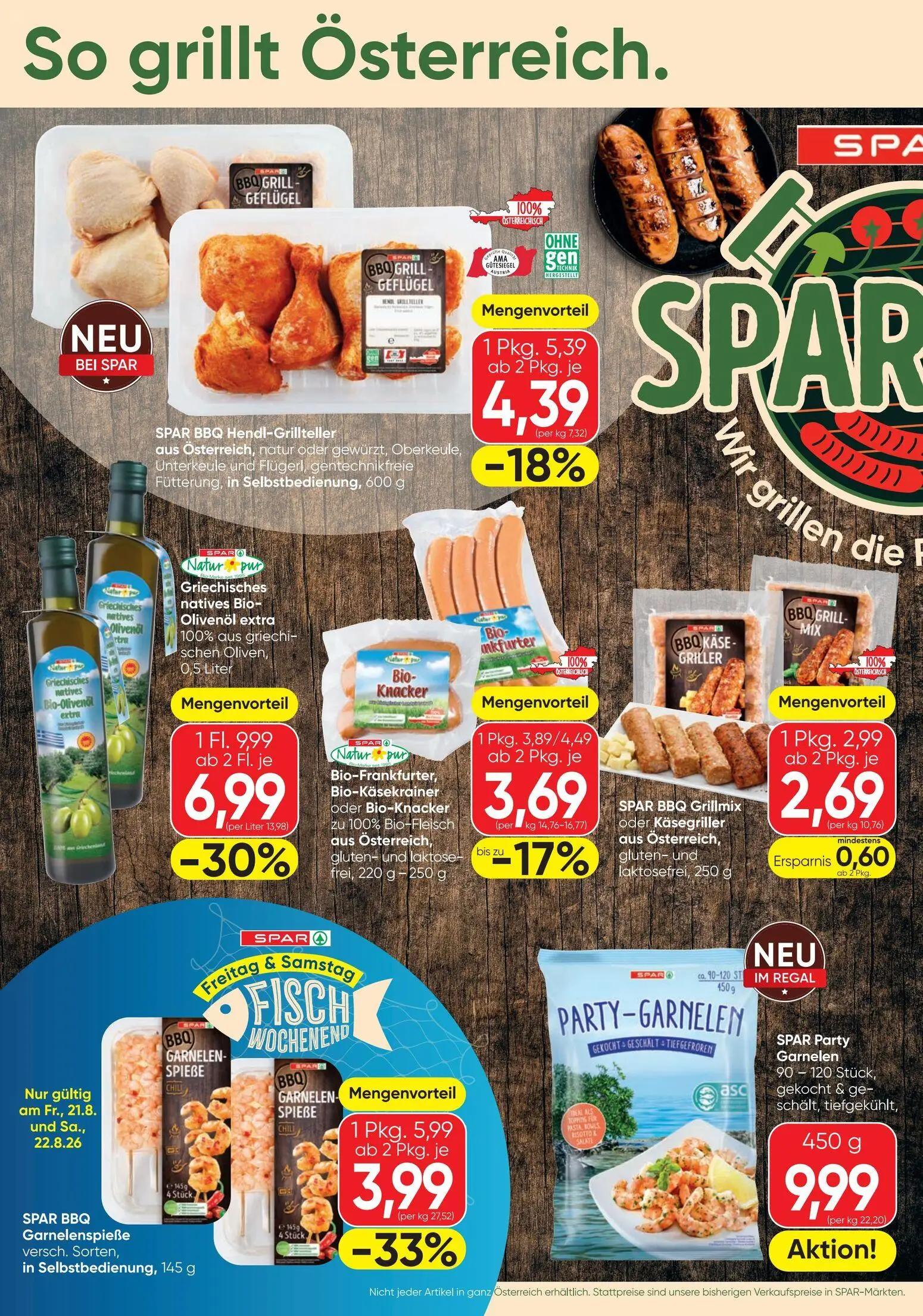 Spar Prospekt, Seite 2 von 4 — Griechisches natives Bio-Olivenöl extra, SPAR BBQ Garnelenspieße