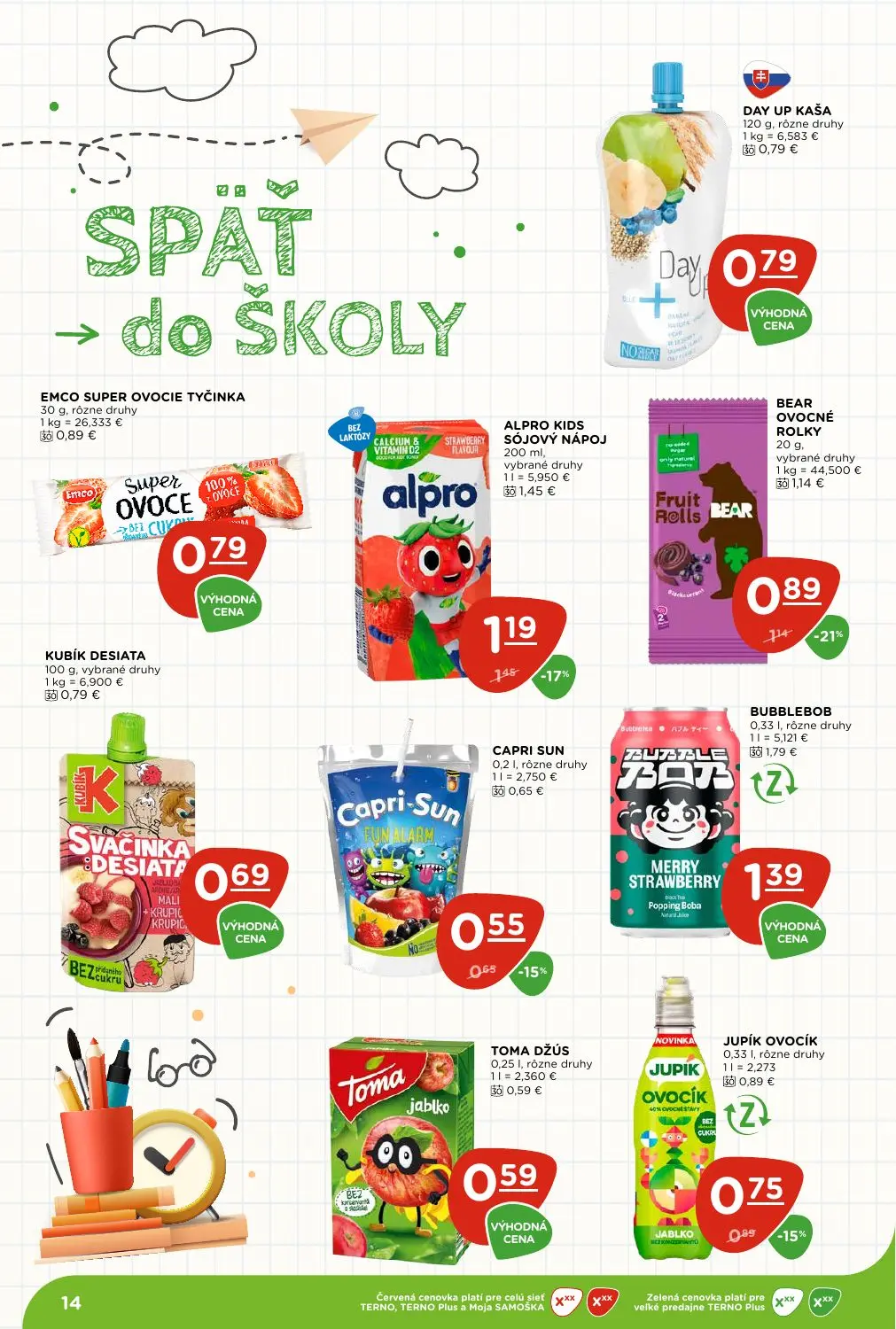 Terno leták, strana 14 z 29 — BUBBLEBOB, ALPRO KIDS SÓJOVÝ NÁPOJ, BEAR OVOCNÉ ROLKY