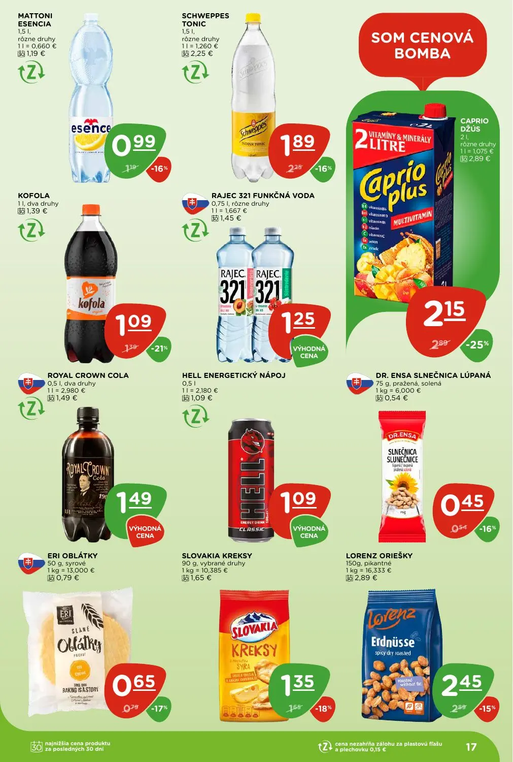 Terno leták, strana 17 z 29 — CAPRIO DŽÚS, LORENZ ORIEŠKY, SCHWEPPES TONIC