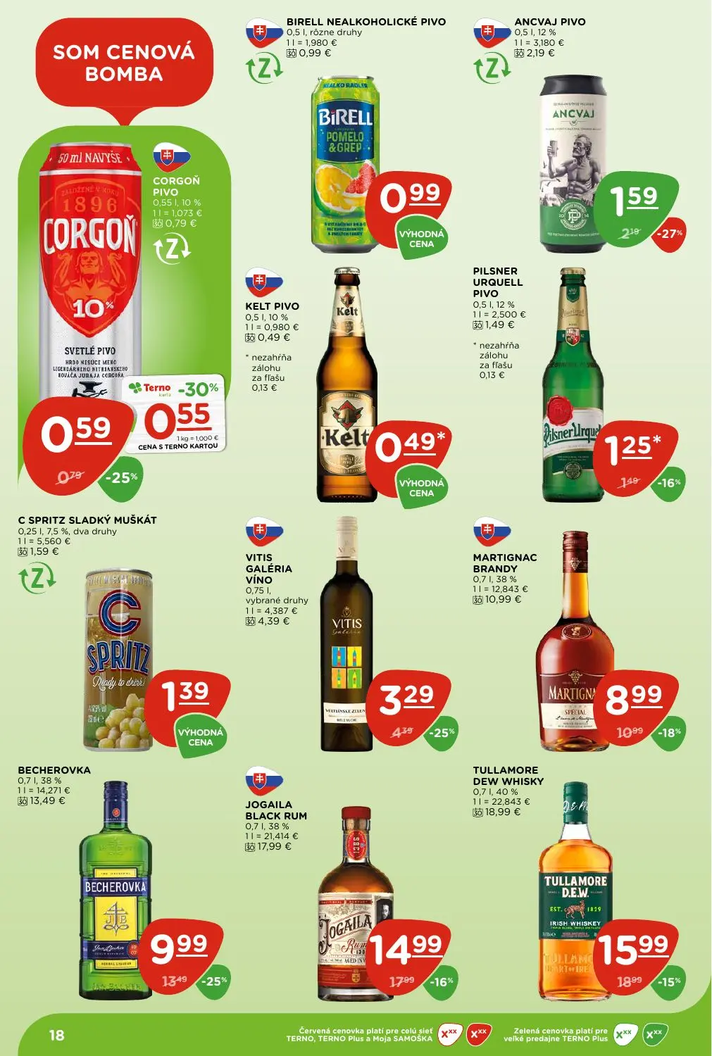 Terno leták, strana 18 z 29 — BECHEROVKA, JOGAILA BLACK RUM, TULLAMORE DEW WHISKY