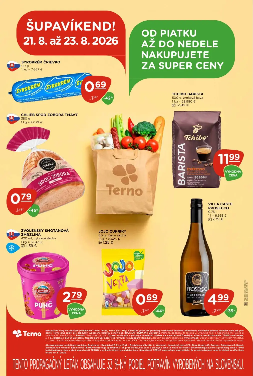 Terno leták, strana 28 z 29 — VILLA CASTE PROSECCO, ZVOLENSKÝ SMOTANOVÁ ZMRZLINA, TCHIBO BARISTA