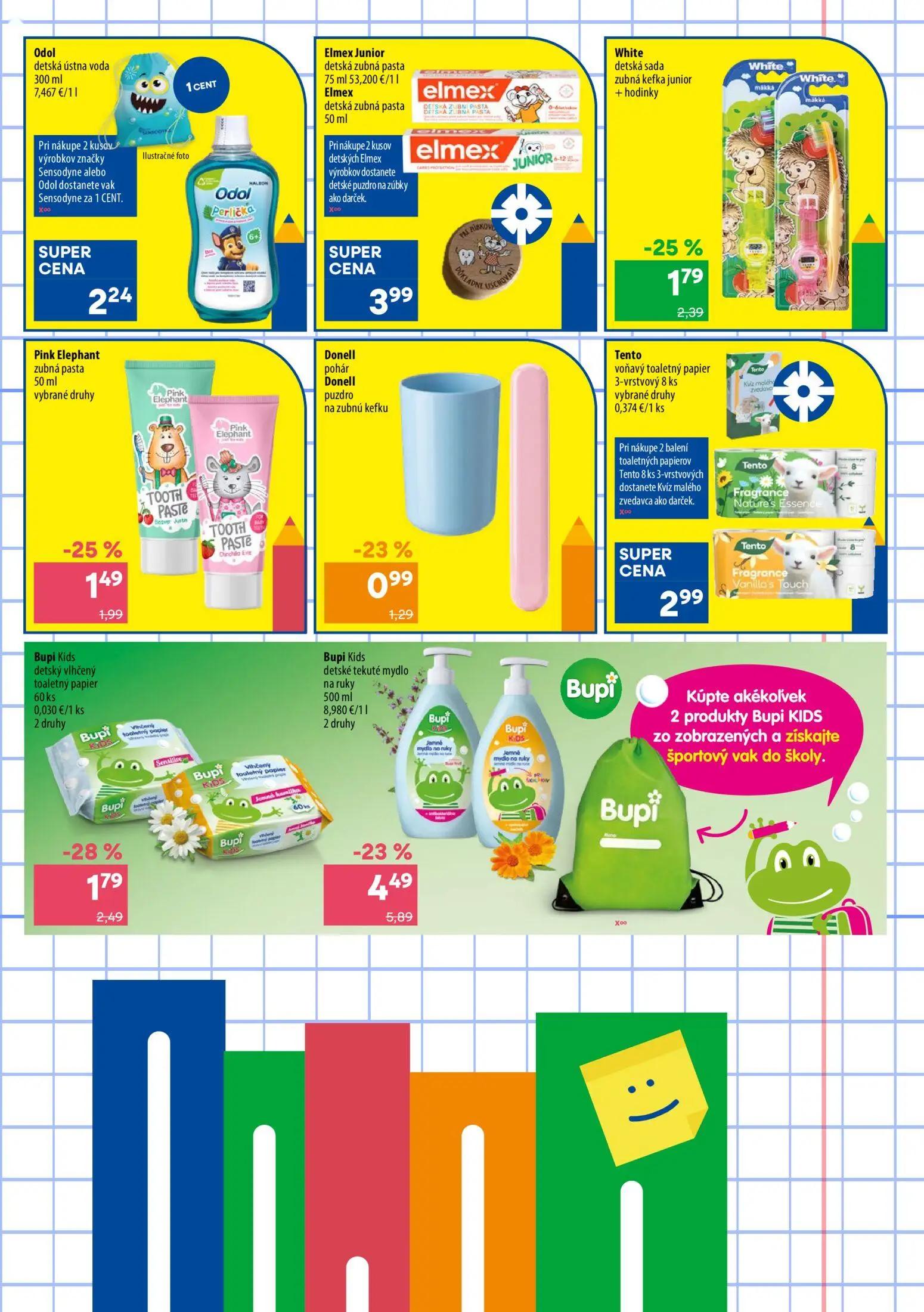 101 Drogerie leták, strana 3 z 16 — Bupi Kids detské tekuté mydlo na ruky, Bupi Kids detský vlhčený toaletný papier, White d…