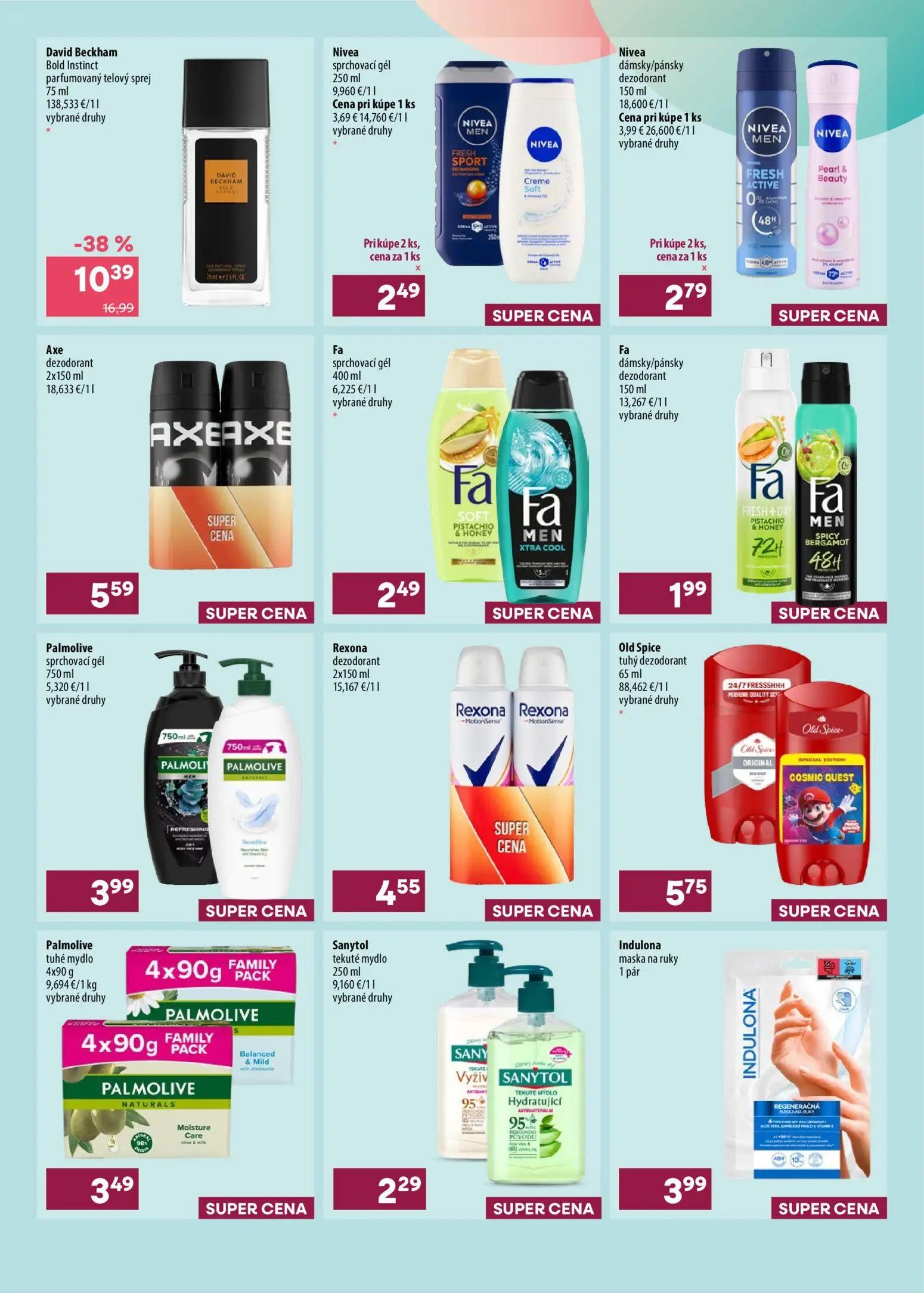 101 Drogerie leták, strana 5 z 16 — David Beckham Bold Instinct parfumovaný telový sprej, Nivea sprchovací gél, Nivea dámsky…