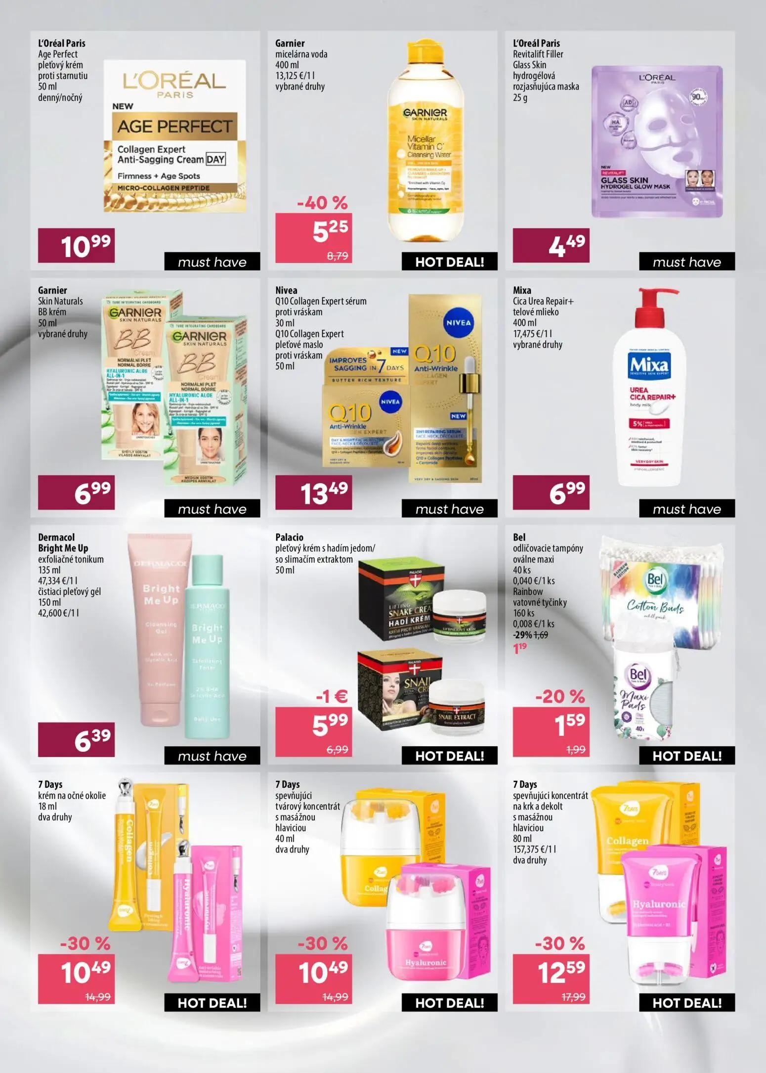 101 Drogerie leták, strana 15 z 16 — 7 Days spevňujúci koncentrát na krk a dekolt s masážnou hlavicou, 7 Days krém na očné o…