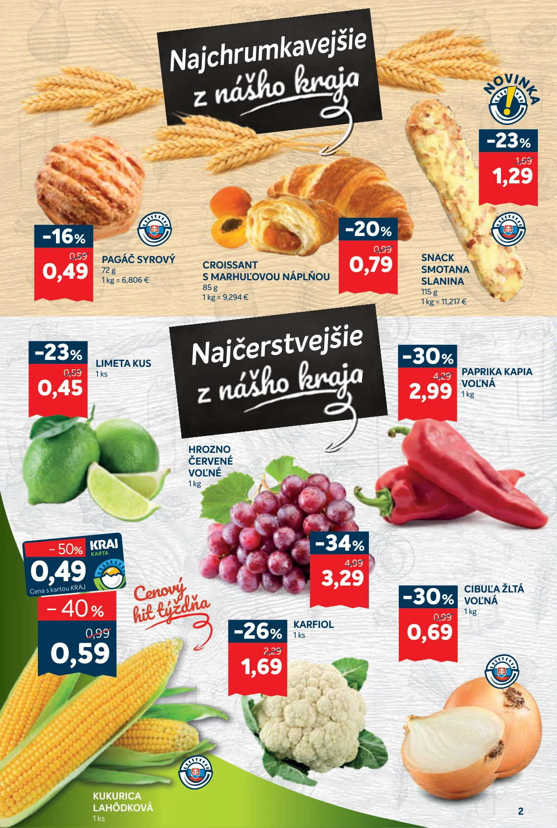 Kraj leták, strana 2 z 16 — HROZNO ČERVENÉ VOĽNÉ, PAPRIKA KAPIA VOĽNÁ, KARFIOL