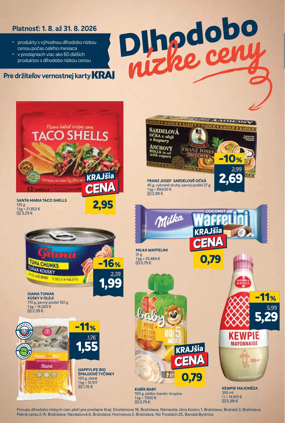 Kraj leták, strana 14 z 16 — KEWPIE MAJONÉZA, GIANA TUNIAK KÚSKY V OLEJI, SANTA MARIA TACO SHELLS