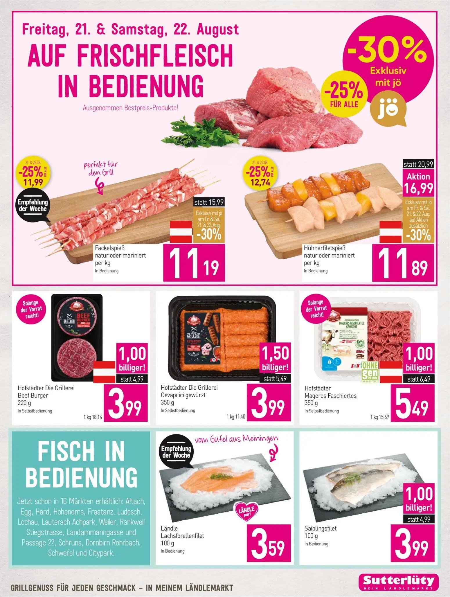 Sutterlüty Prospekt, Seite 9 von 20 — Hühnerfiletspieß natur oder mariniert per kg, Fackelspieß natur oder mariniert per kg,…