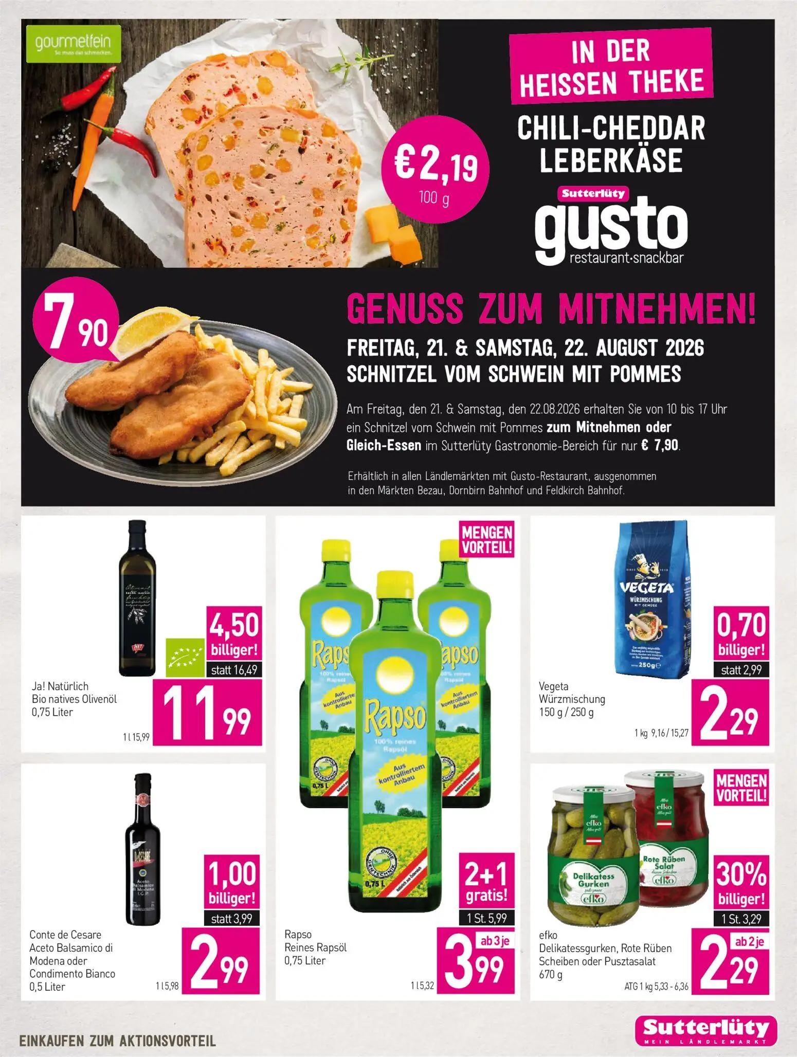 Sutterlüty Prospekt, Seite 17 von 20 — Bio natives Olivenöl, Aceto Balsamico di Modena oder Condimento Bianco, efko Delikate…
