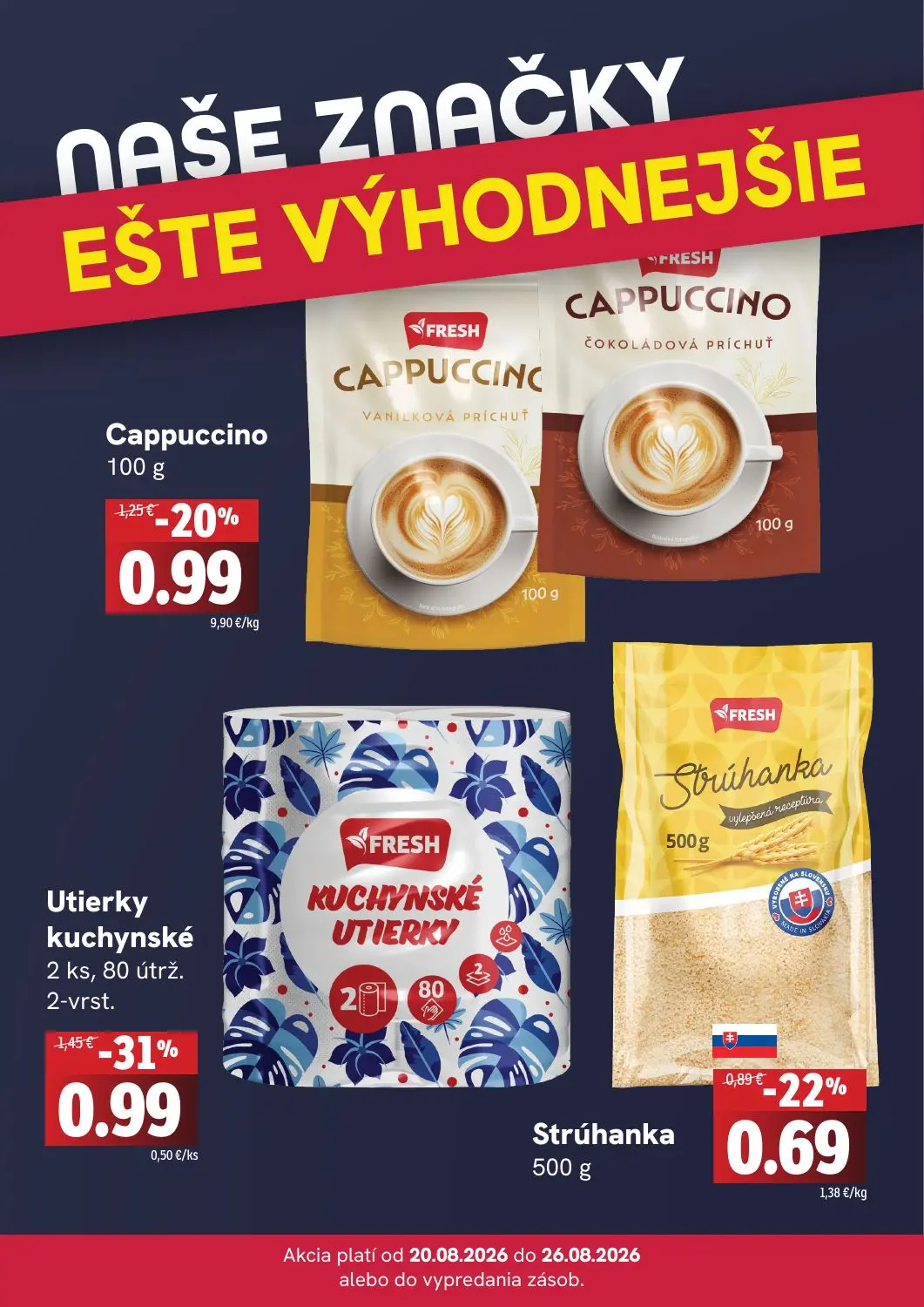 Fresh leták, strana 4 z 4 — Utierky kuchynské, Cappuccino, Strúhanka