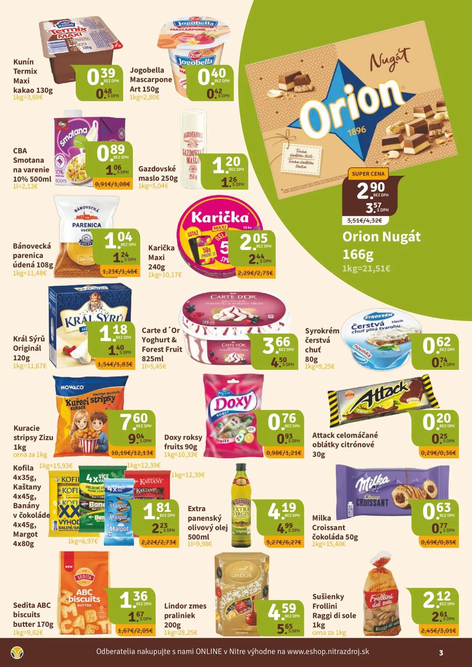 Nitrazdroj leták, strana 3 z 8 — Kunín Termix Maxi kakao, Jogobella Mascarpone Art, CBA Smotana na varenie 10%