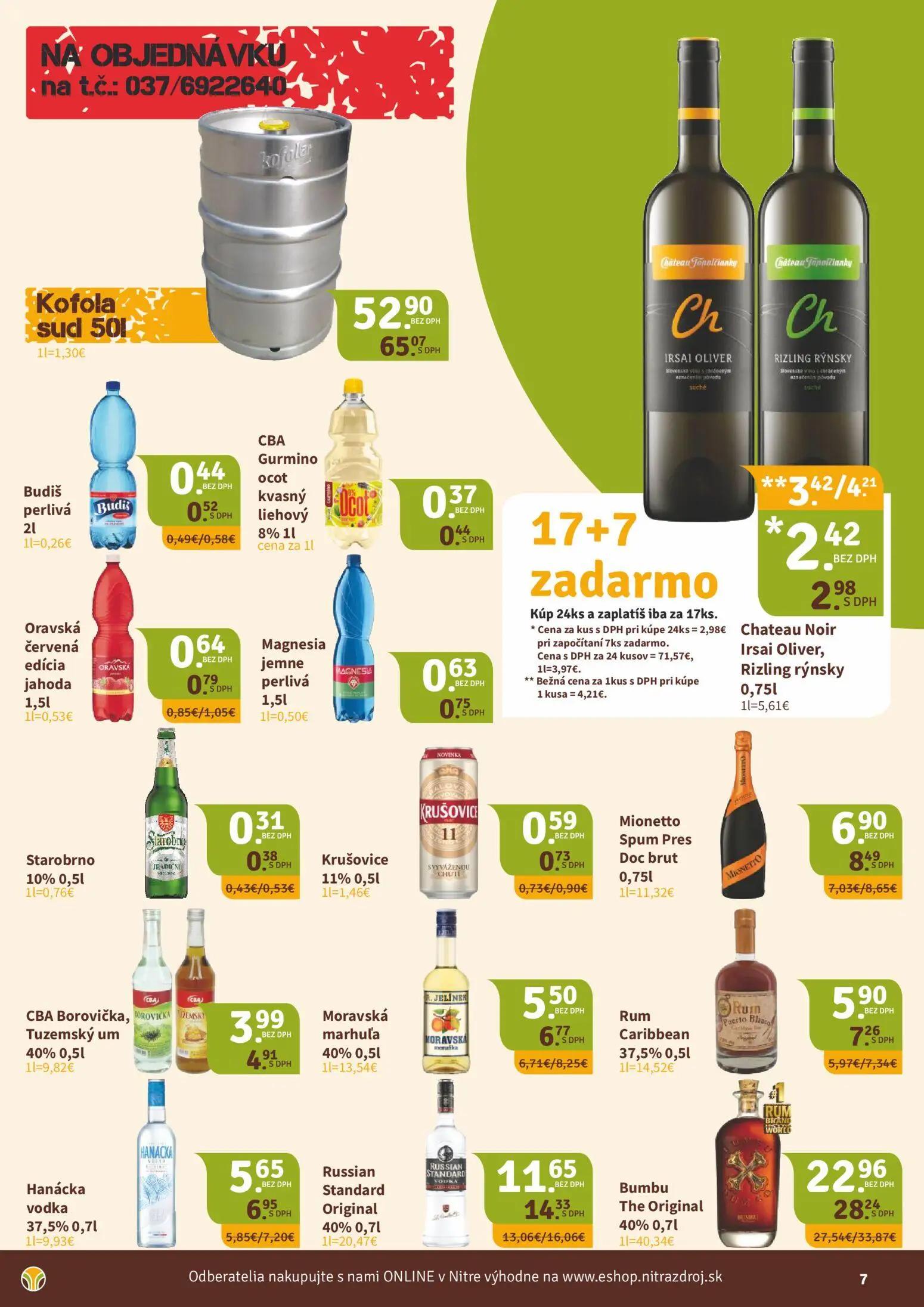 Nitrazdroj leták, strana 7 z 8 — Chateau Noir Irsai Oliver, Kofola sud, Budiš perlivá