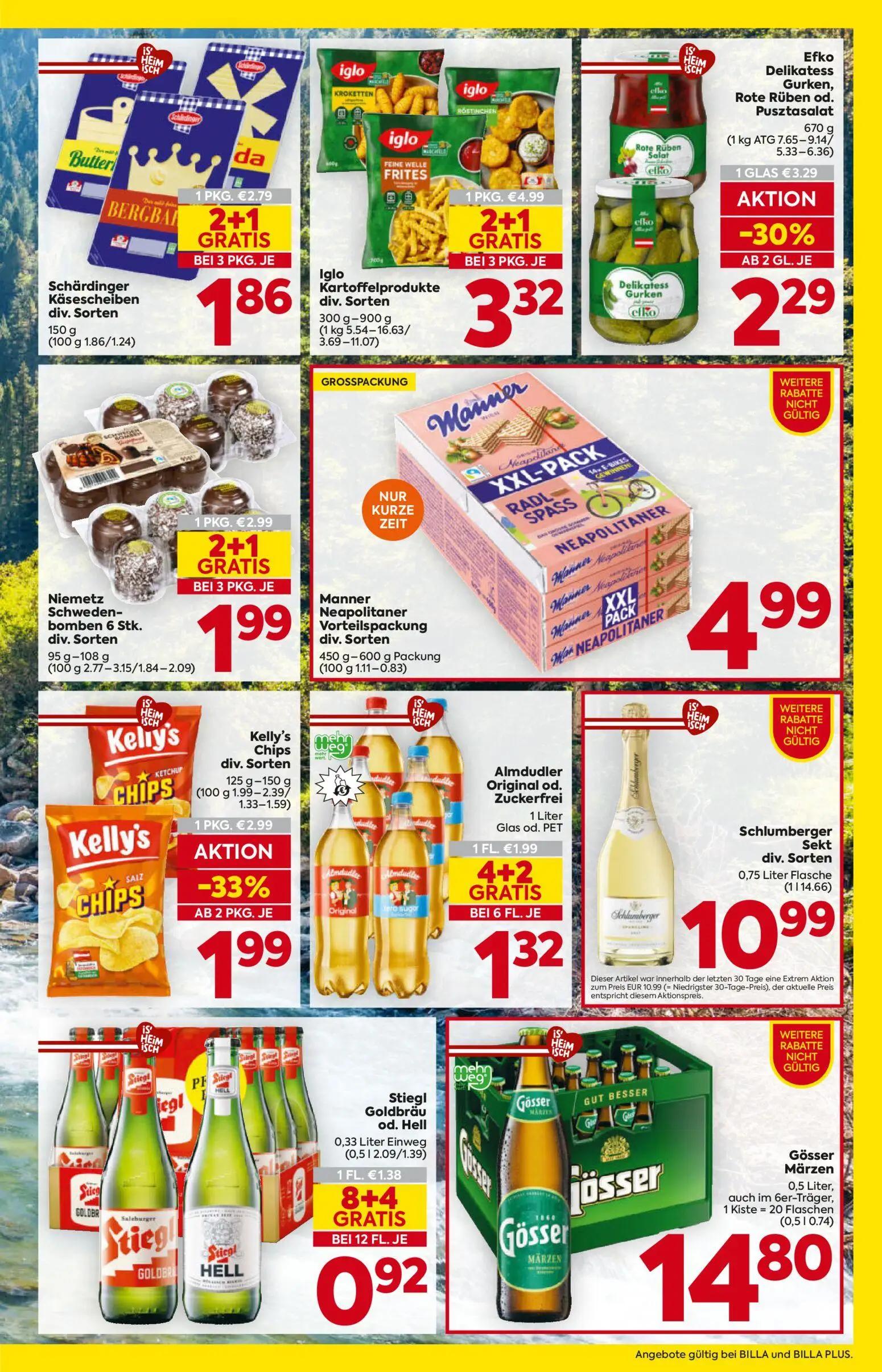 Billa Prospekt, Seite 5 von 16 — Kelly's Chips div. Sorten, Schärdinger Käsescheiben div. Sorten, Almdudler Original od. Zuc…