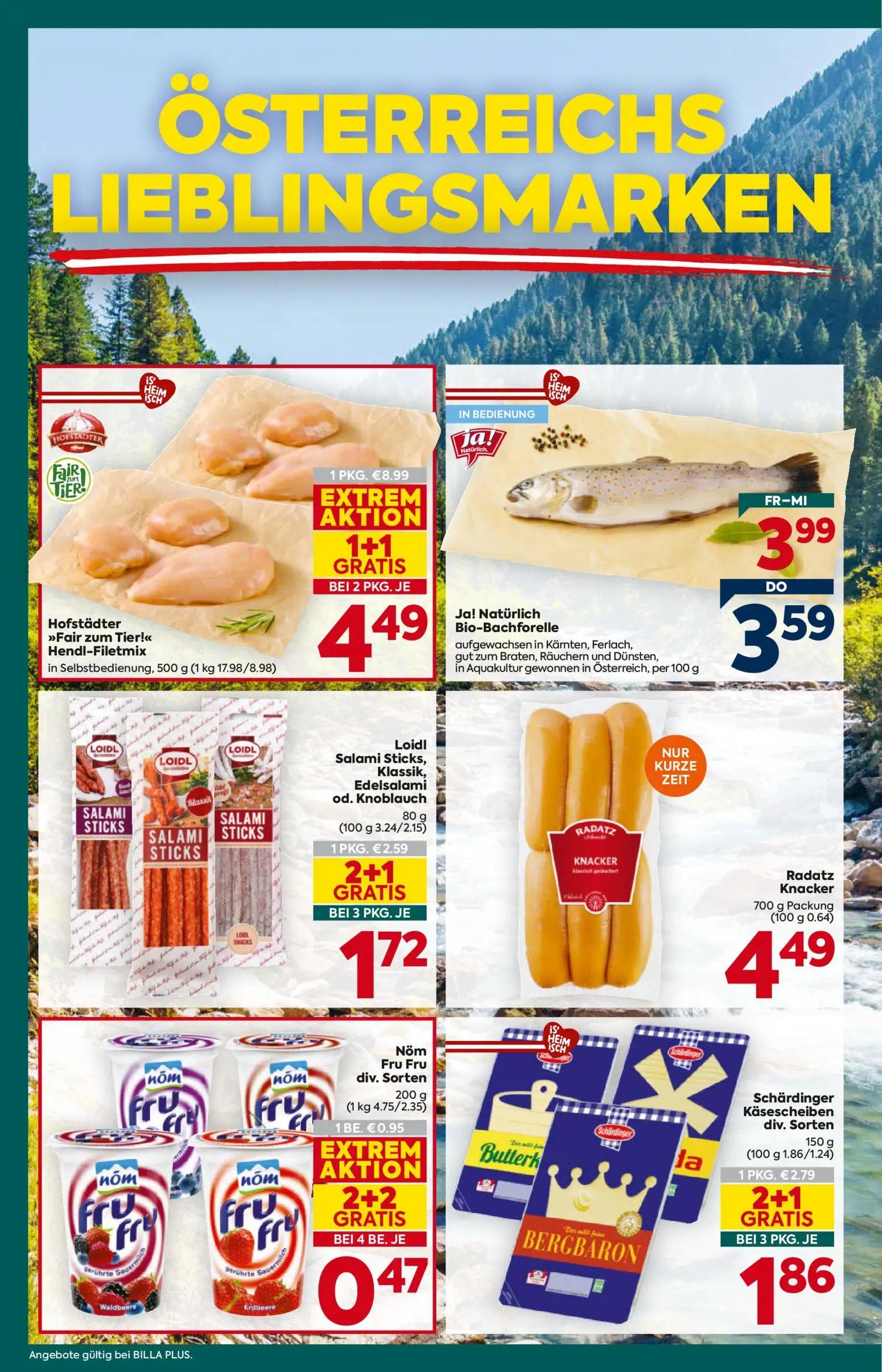 Billa Plus Prospekt, Seite 6 von 16 — Hofstädter "Fair zum Tier!" Hendl-Filetmix, Schärdinger Käsescheiben div. Sorten, Loid…