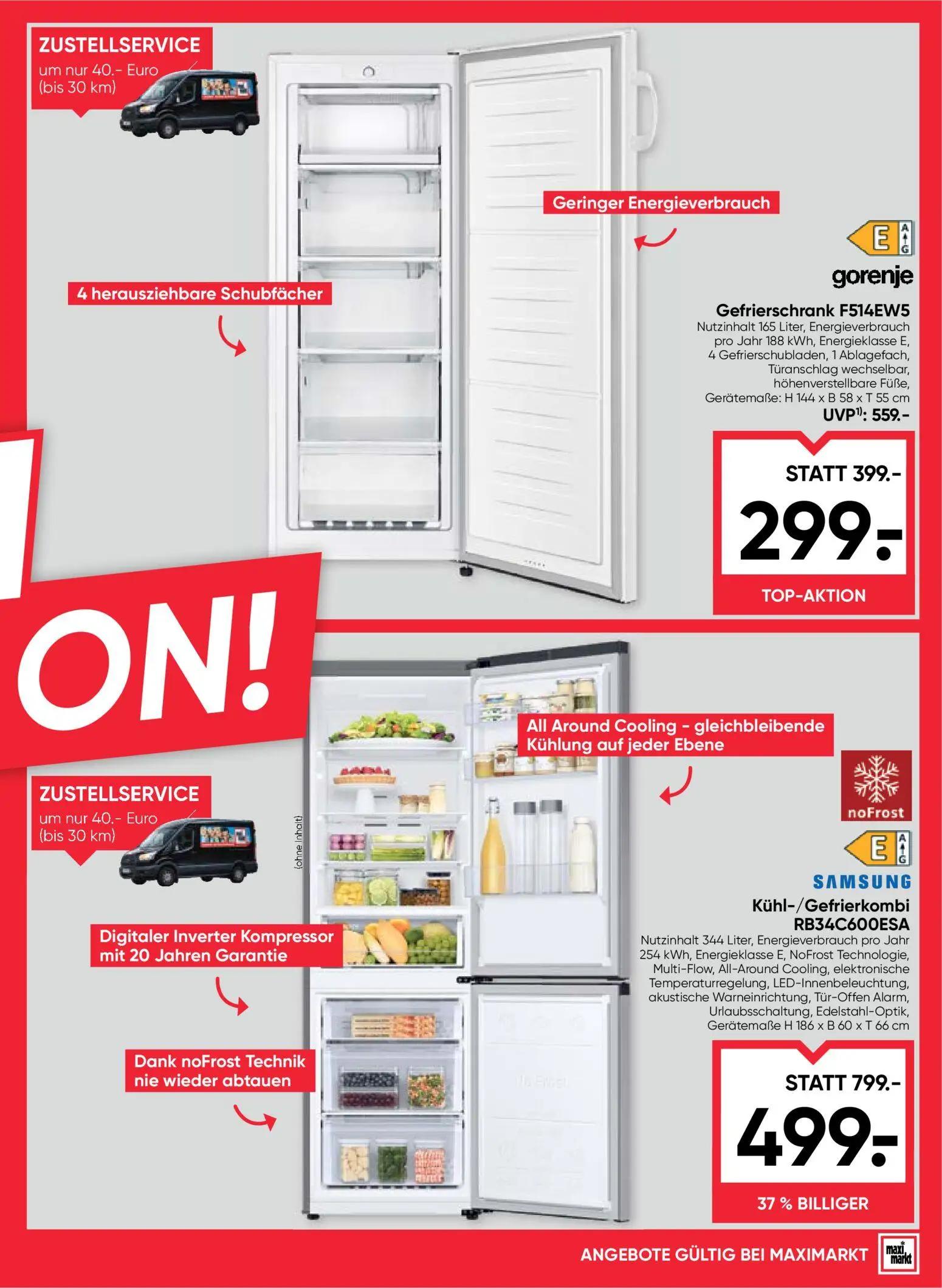 Maximarkt Prospekt, Seite 3 von 8 — Kühl-/Gefrierkombi RB34C600ESA, Gefrierschrank F514EW5