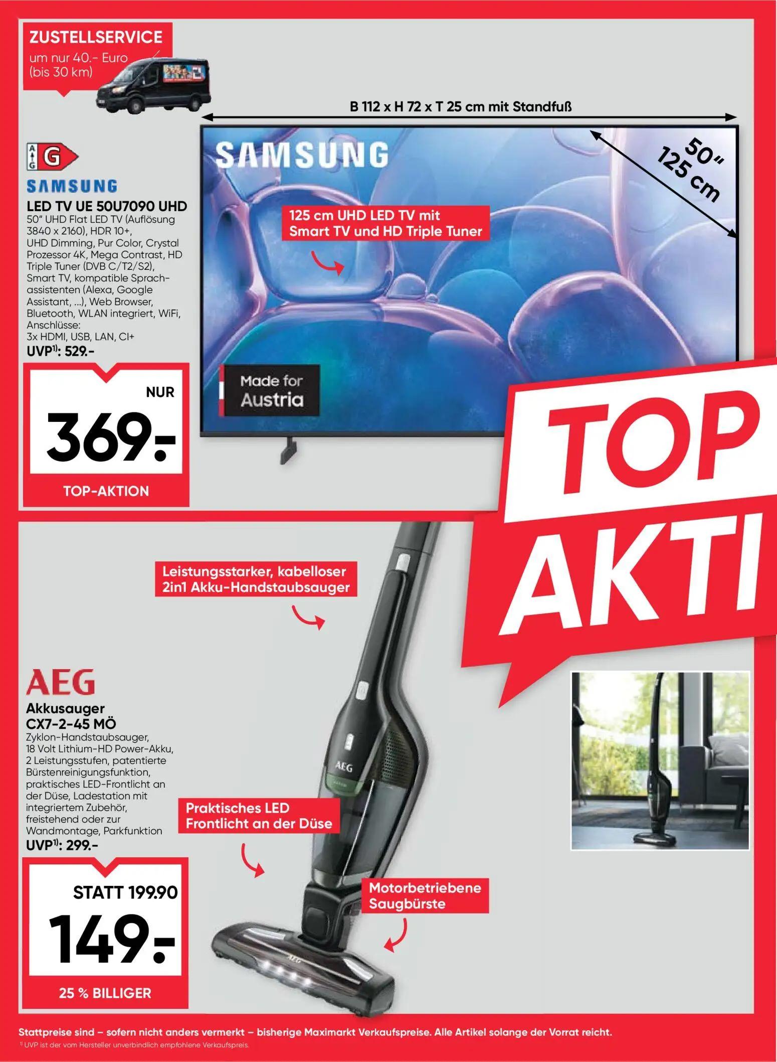 Maximarkt Prospekt, Seite 4 von 8 — SAMSUNG LED TV UE 50U7090 UHD 50" UHD Flat LED TV (Auflösung 3840 x 2160), HDR 10+, UHD …