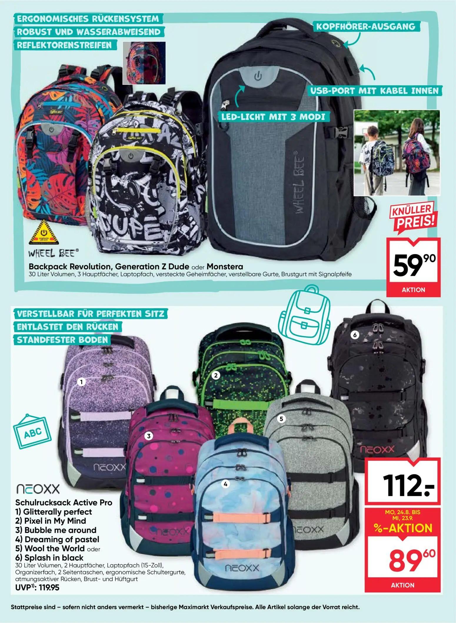 Maximarkt Prospekt, Seite 6 von 20 — Schulrucksack Active Pro Glitterally perfect, Schulrucksack Active Pro Pixel in My Mind…